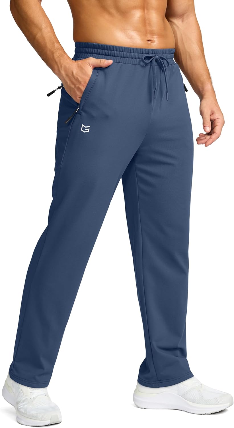 G Gradual Men's Fleece Lined Pants with 3 Zipper Pockets Water Resistant Winter Warm Hiking Pants Athletic Sweatpants for Men