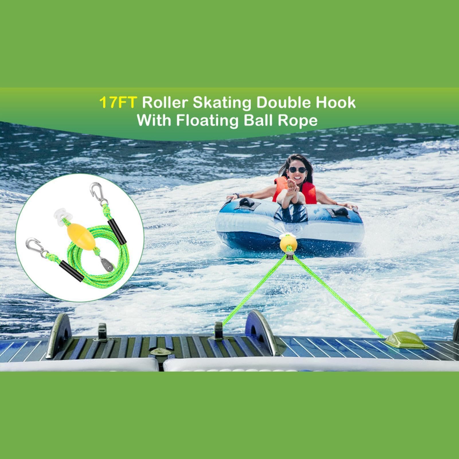 Flexibles Bootskabel 5,2 m mit 2 Haken – robustes Abschleppseil für Wassersportschläuche | Multifunktionales Zugseil für Boote, Seen, Flüsse, Teiche, Schwimmbad und Pl