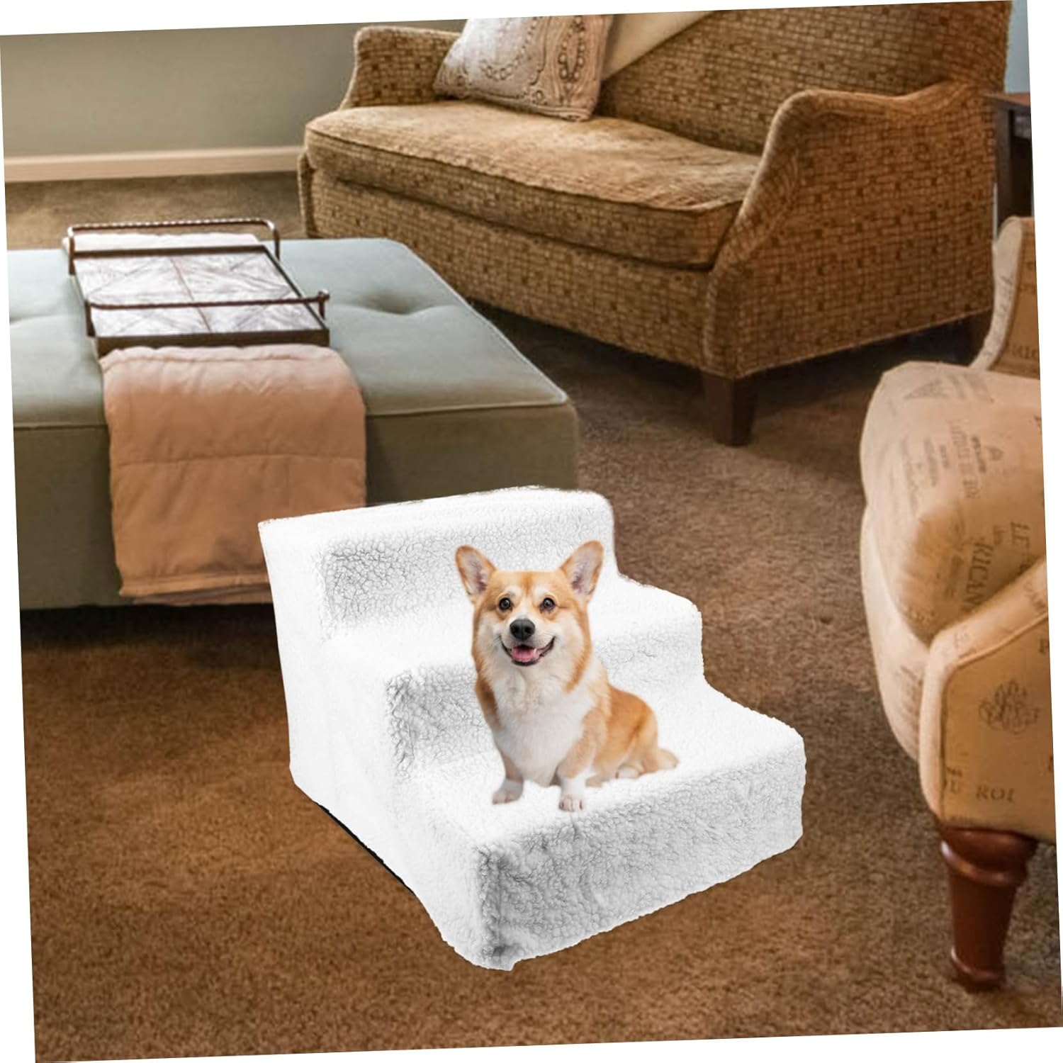 Garneck Pet Step Ladder for Dogs and Cats Indoor Ramp for Sofa and Bed Non- Design for Animals Easy Access Pet Stair for and Stylish