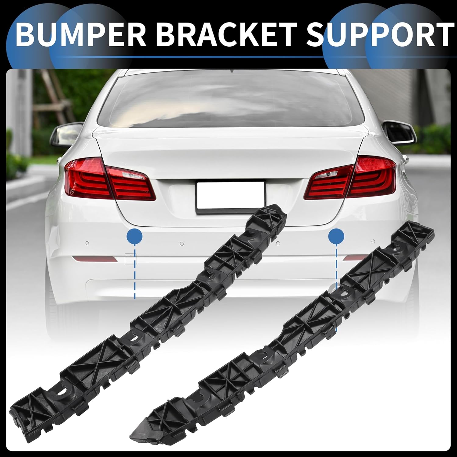 Bumper Support Bracket, Left and Right Side Rear Bumper Retainer Bracket Hold Mount No.86651AA000/86652AA000 for Hyundai Elantra 2021-2023 ABS Plastic Black, 1 Pair
