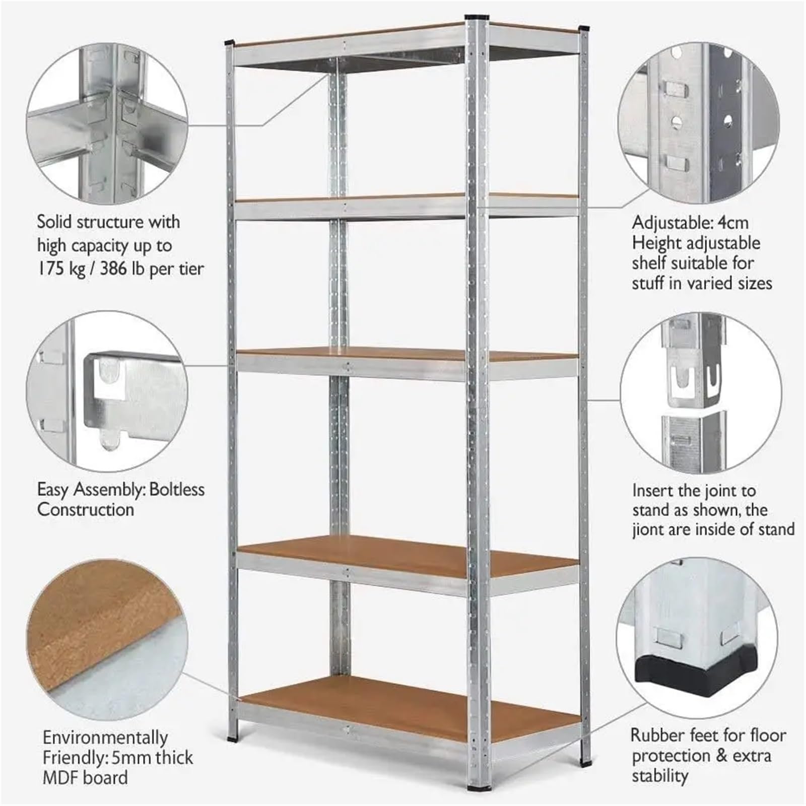 Scaffali in Metallo per Garage Scaffalatura in Metallo Resistente, Regalo di Natale di Halloween Fai-da-Te for Garage, Officina, Magazzino(150H 70W 30Dcm Gal)
