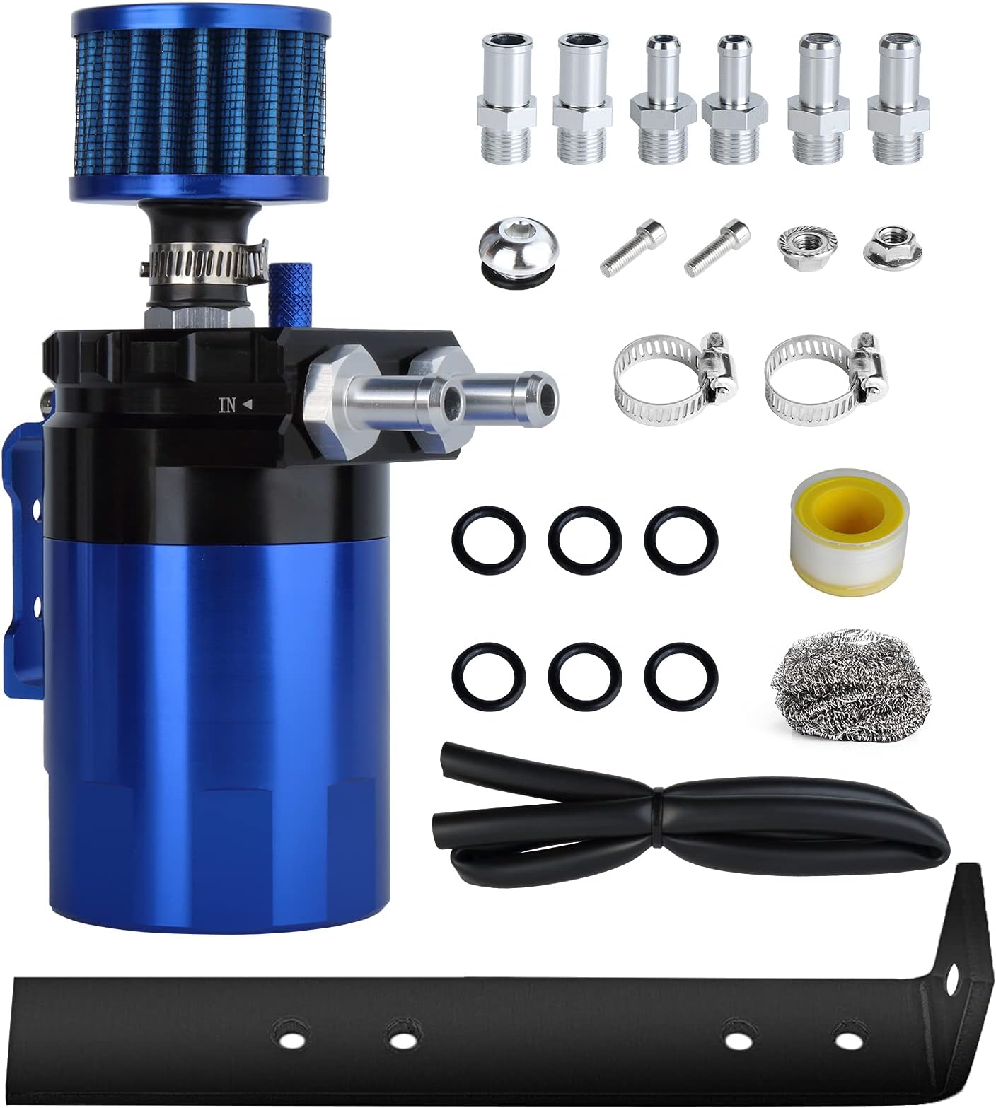 Universal Car Oil Catch Can Kit Polish Baffled Automotive Reservoir Tank 300ml with Breather Aluminum Compact Dual Cylinder