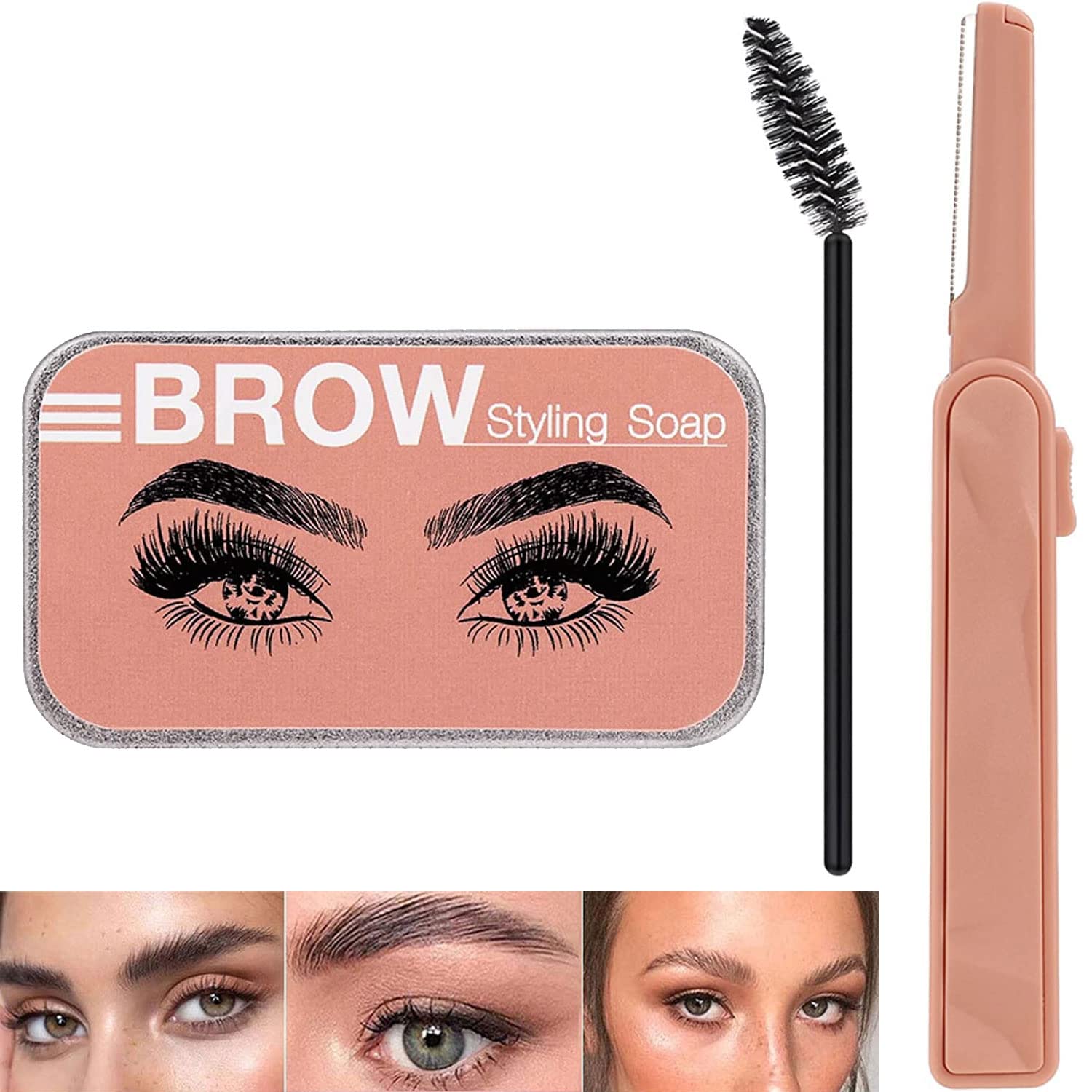 Eyebrow Soap Kit 4D Brows Gel Long Lasting Eyebrow Setting Gel Waterproof Eyebrow Makeup Balm Pomade Cosmetics with Eyebrow Trimmer (0.35 Ounce)