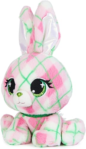 Miniatura 3 de P.Lushes Pets Kennedy Karrats - Juguete de peluche de moda de diseñador, conejito coleccionable, rosa y verde, 6 pulgadas