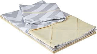 Lencol Carrinho 3 pcs percal 180 fios estampado Brooklyn chevron cinza/amarelo, Biramar Baby, Amarelo