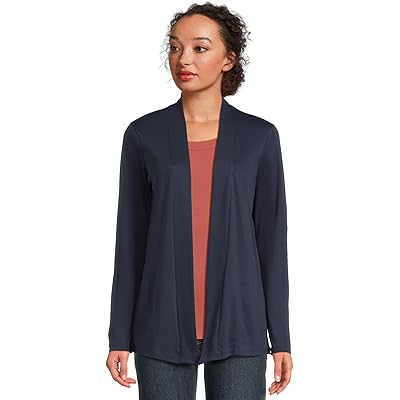 L.L.Bean Pima Cotton Open Cardigan With Pockets raven blue