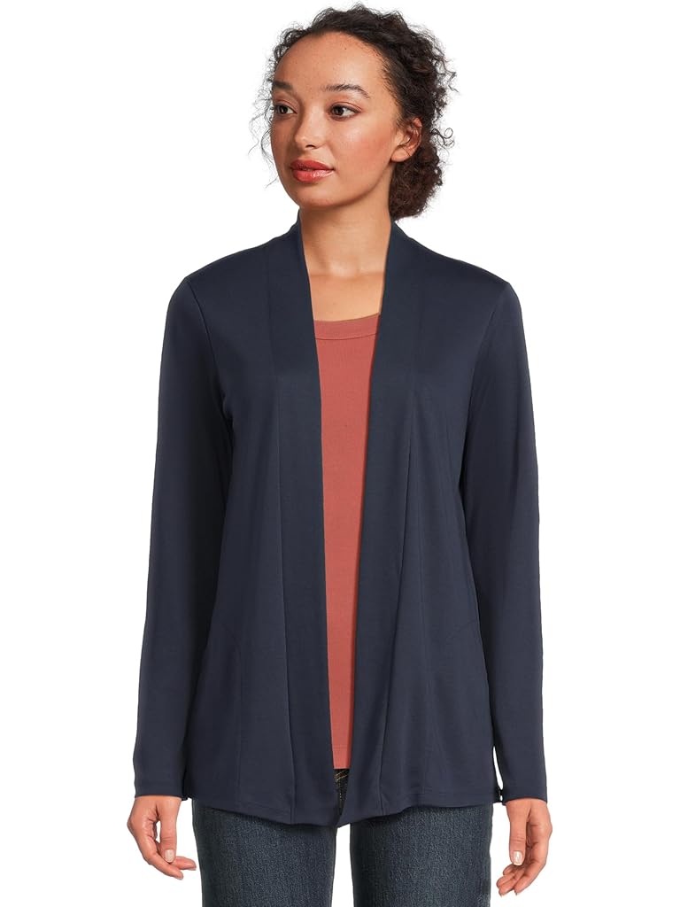 Blue L.L.Bean Pima Cotton Open Cardigan With Pockets