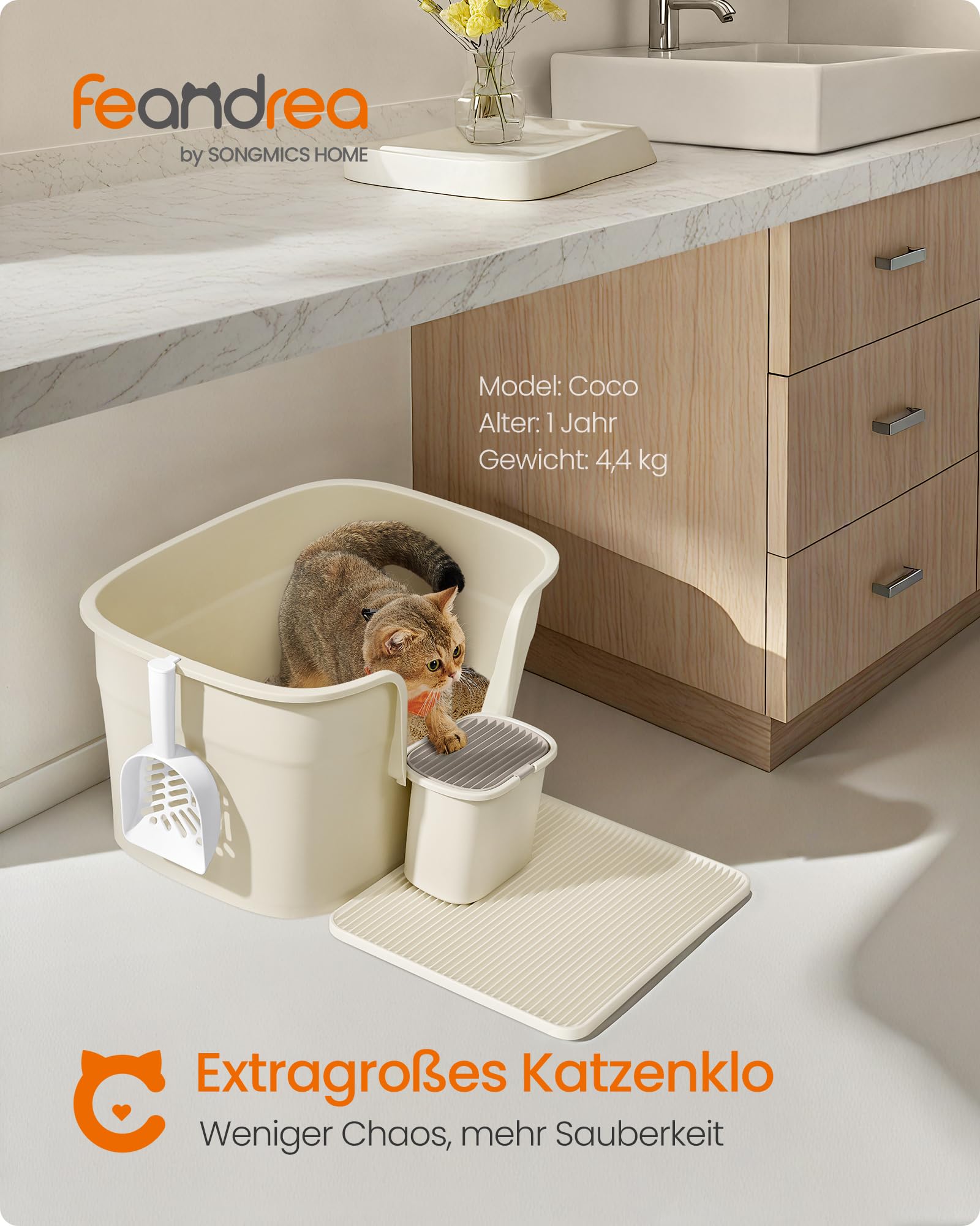 AmiCura Katzentoilette Offenes Katzenklo,extragroße Katzentoilette, Mit