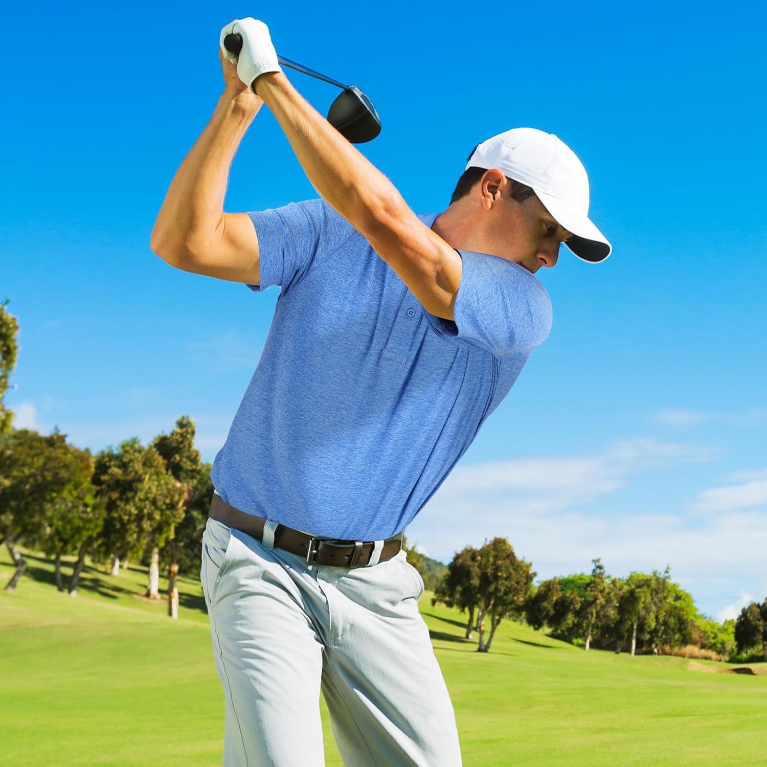 Mens Polo Shirt Quick Dry Performance Short Sleeve Tactical Shirts Golf Shirts for Men - Image 3