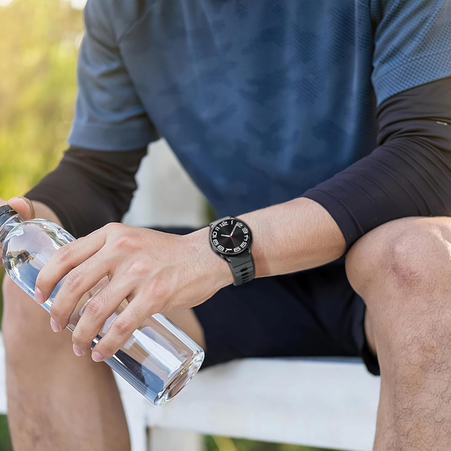 Rugged Silicone Band for Samsung Galaxy Watch 7 6 5 4 FE Band 40mm 44mm/Galaxy Watch 6 Classic 47mm 43mm/Watch 4 Classic 46mm 42mm Men Women, Two-tone No Gap Sport Bands for Samsung Watch 5 Pro 45mm - Image 6