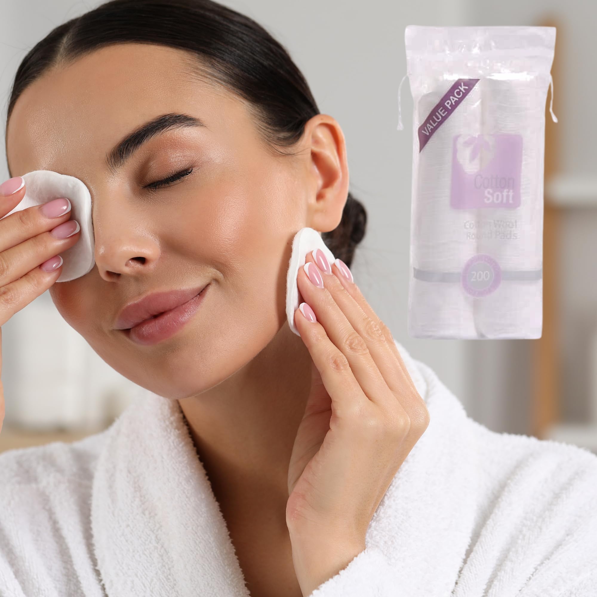 Temas Pure Cotton Wool Pads Pack of 3 (6x100), Non-Fleecing and Shed, 100% Cotton Organic for Makeup Removal Cleansing - Image 3