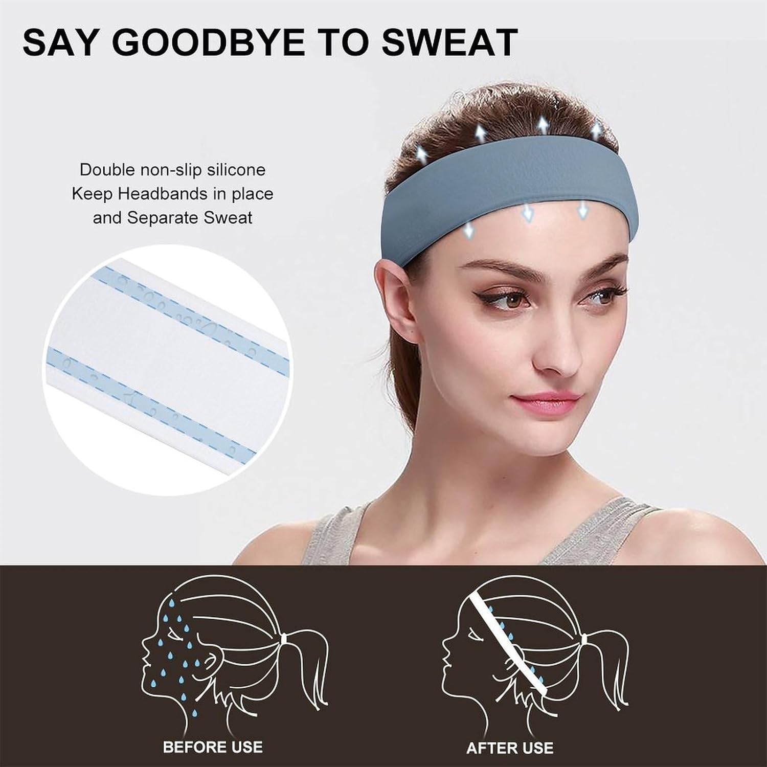 Necks of Giraffe Running Headbands for Women, Breathable Sweat Band for Men, Moisture Wicking Hair Bands for Workout, Stretchy Head Band for Sports, Washing Face, Workouts