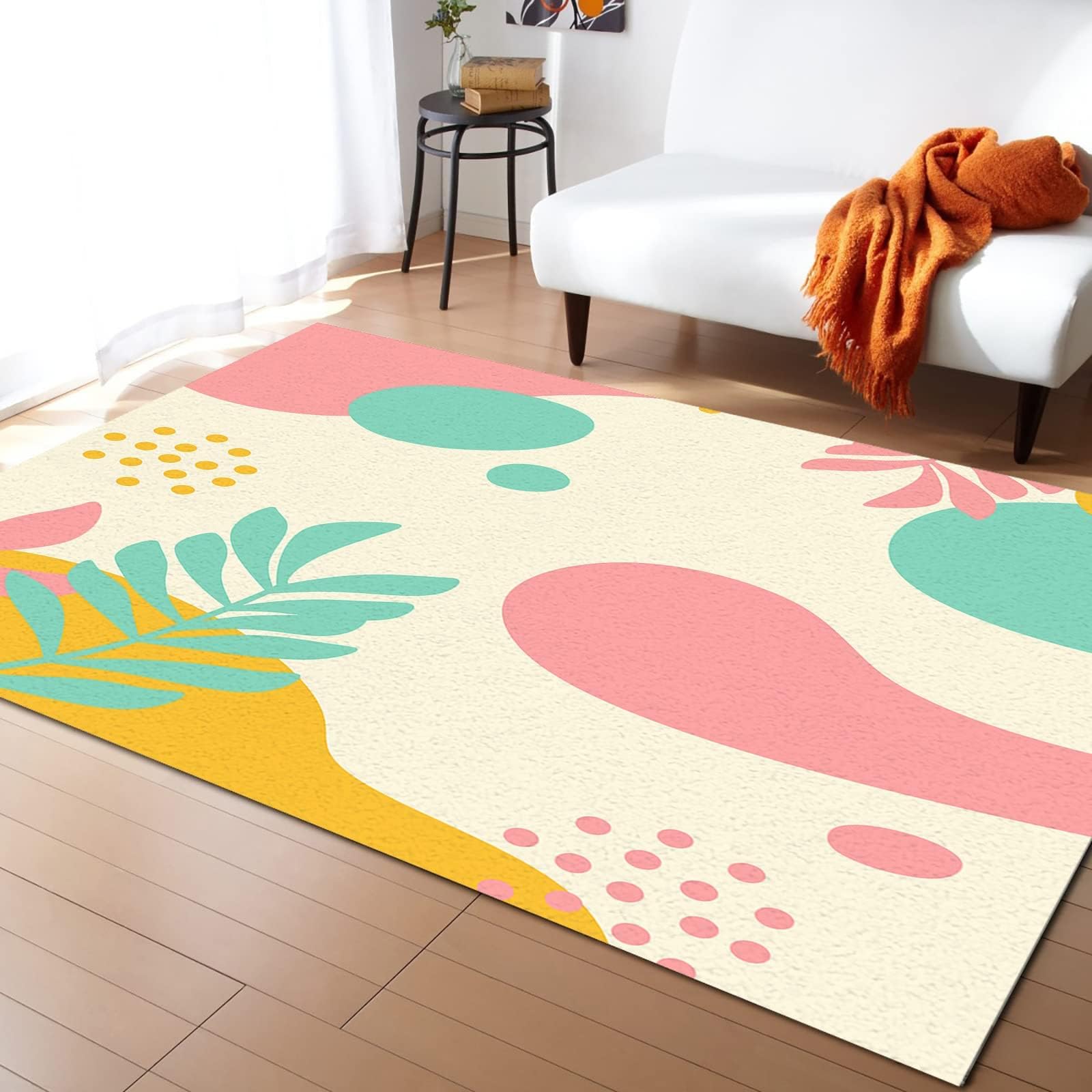 Tapis de sol plantes tropicales abstrait lavable et anti-tache