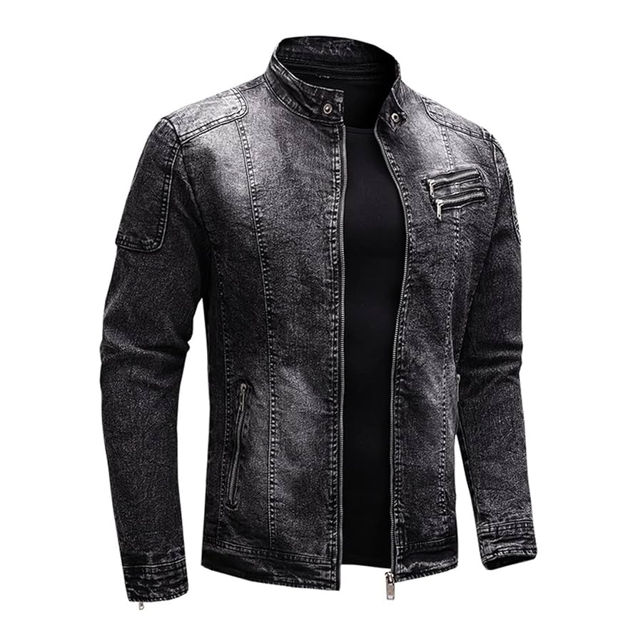 Amazon.com: Maiyifu-GJ Men's Fleece Lined Denim Jacket Stand