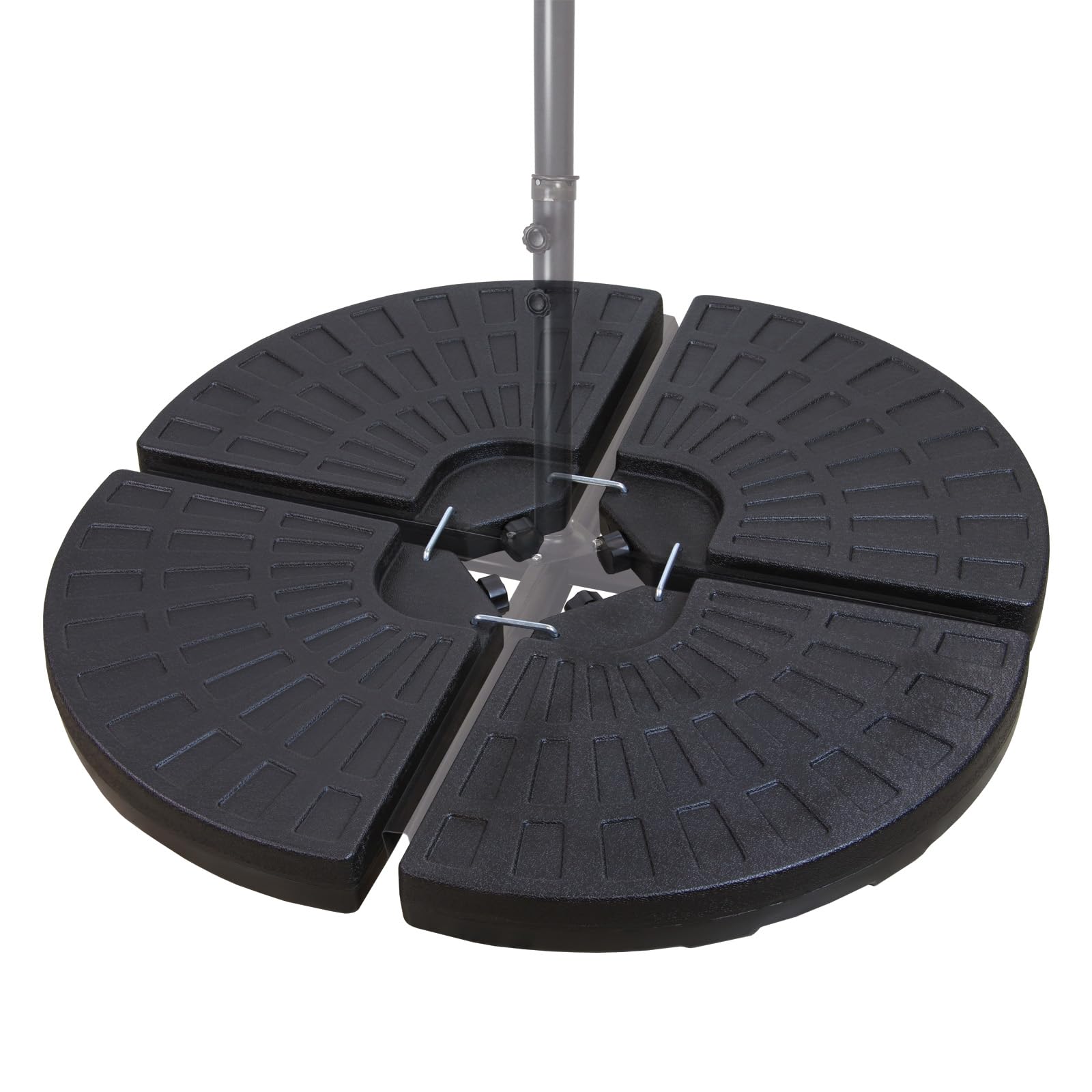 Montafox Lestage pour parasols Dalles de Parasol pour Parasol déporté - Pied en Croix Noir 52 litres / 85 kg - Peut être rempli d'eau ou de Sable