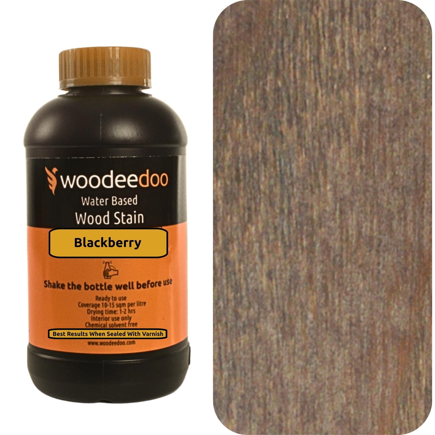 Woodeedoo Blackberry Water Based Wood Stain | Wood Dye | Ready To Use | Environmentally Friendly | Solvent Free | Odour Free | 1 L |