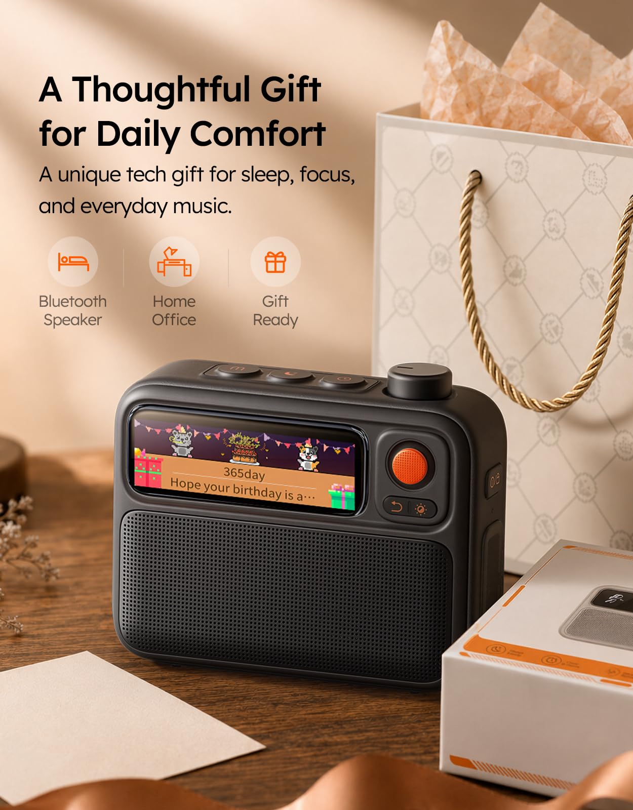 Divoom FlowToo Schlafsound Maschine mit Bluetooth-Lautsprecher, Weißes Rauschen, 90+ Schlafsounds, Pixel-Display, Wecker & Timer für Schlafzimmer und Home Office