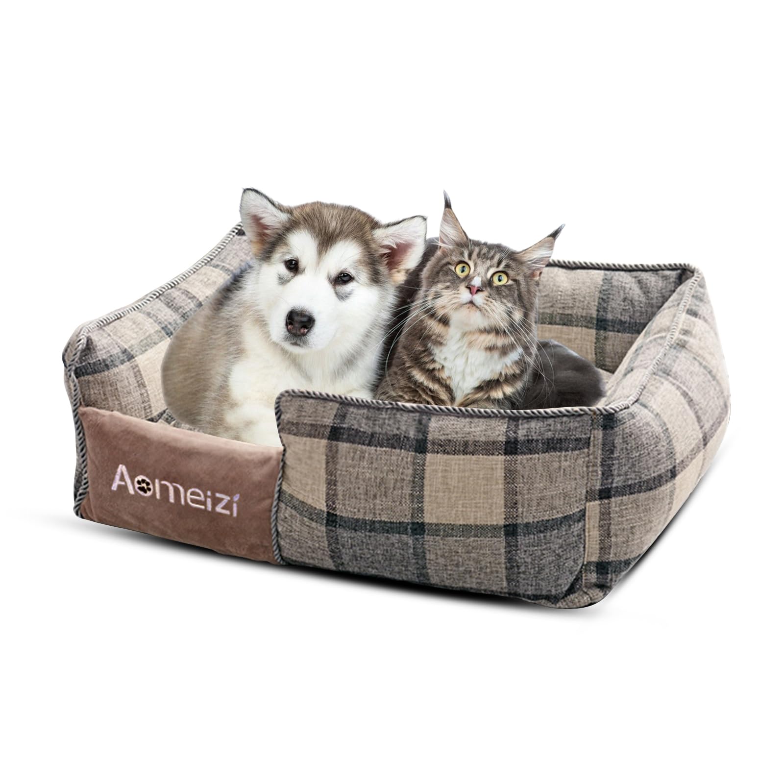 PETCUTE Cama Perro Grandes,Camas para Perros con Funda Desenfundable y Lavable,Sofá Camas para Mascotas con Parte Inferior Antideslizante,Cama Rectangular para Perros Pequeños y Medianos,Gris,XL