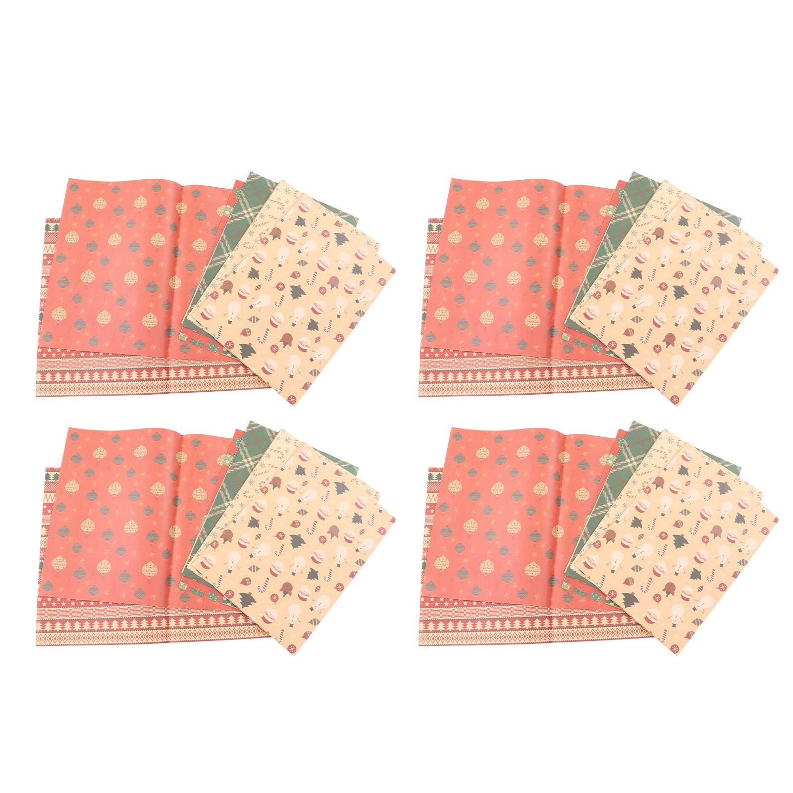 Świąteczny papier do pakowania 4 zestawy Klasyczny materiał DIY Kraft Craft Dekoracyjny 27,6 x 19,7 cala