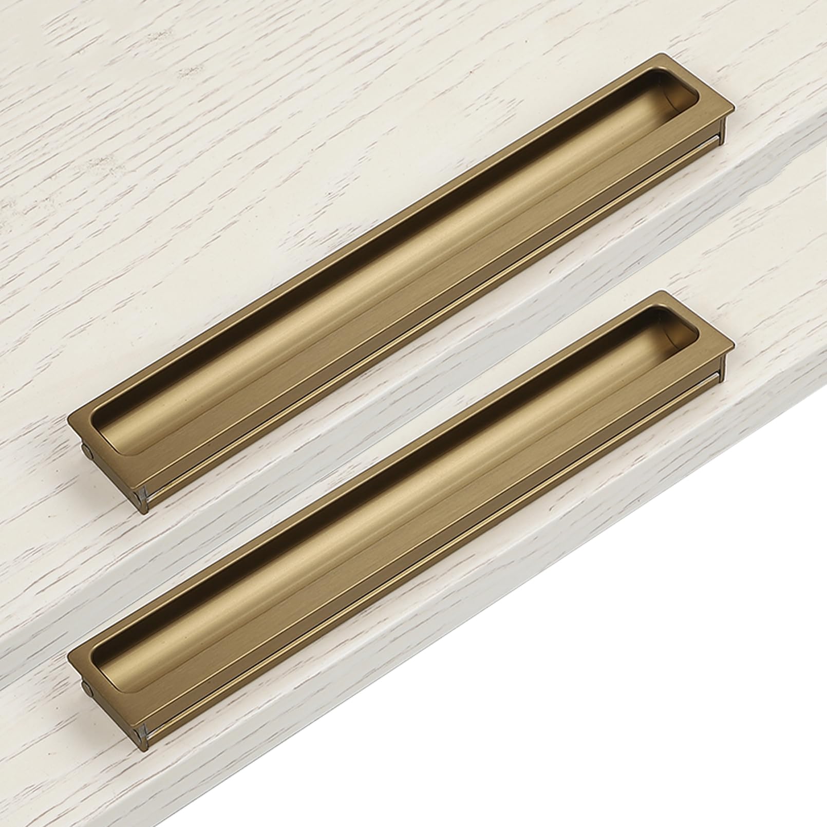 2 Pcs Furniture Handles invisible Recessed for Windows Cabinet Handles Aluminum alloy Drawer Knob Hidden Flush Sliding Door Pull Concealed Door Levers Cupboard knockers (Hole Pitch 160mm,Bronze)