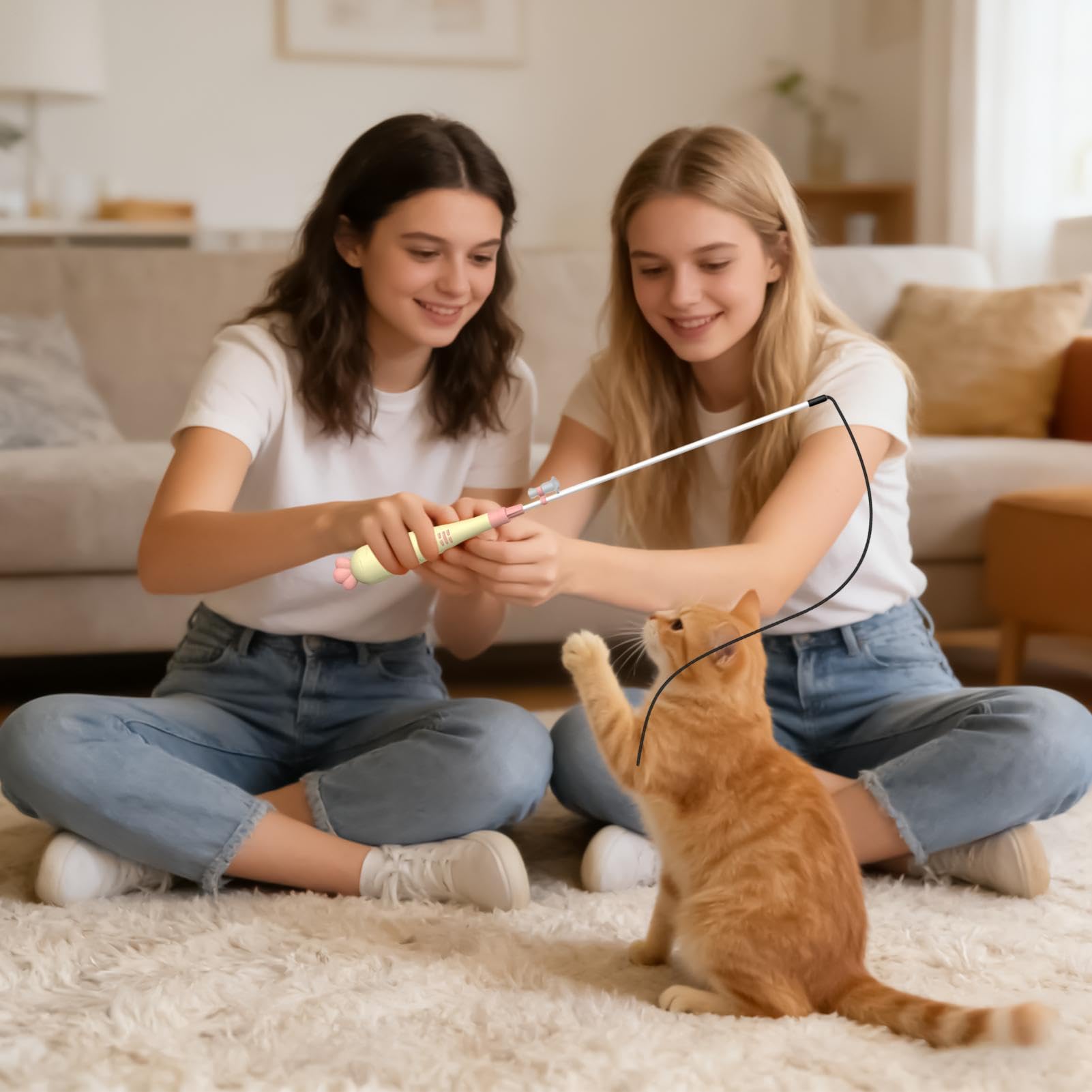 Genérico Juguete con Vara para Gatos Juguete de Estimulación con Luz | Mango con Forma de Zanahoria para en Casa, Salón o Apartamento: Fomenta Actividad, Previene Aburrimiento