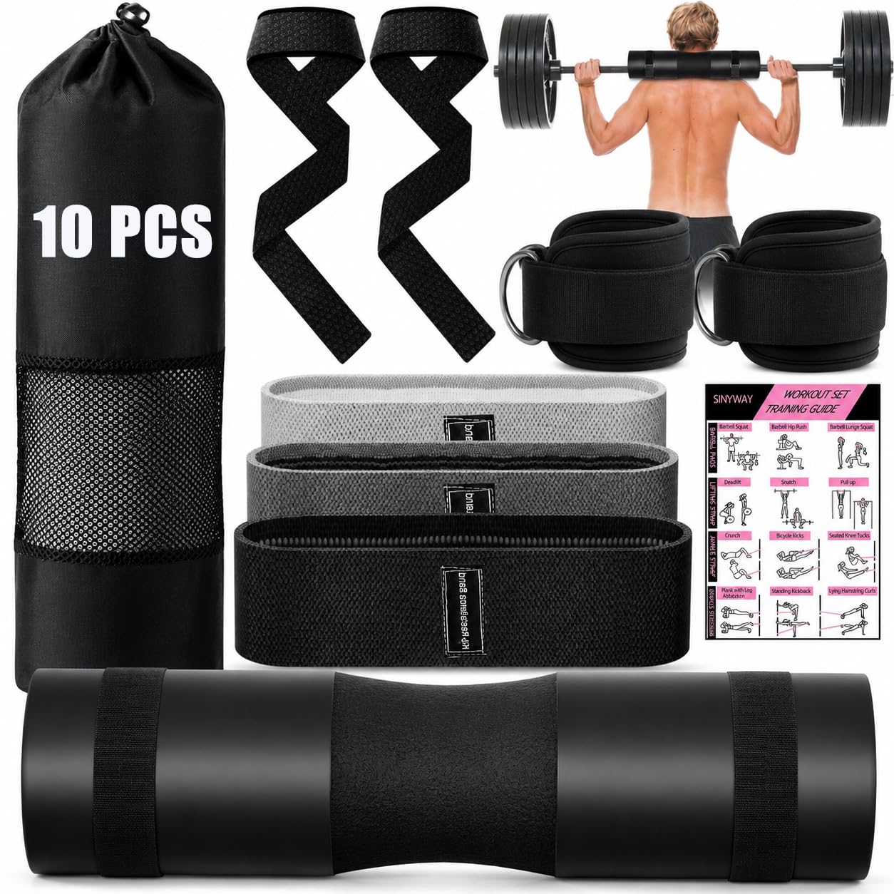 SINYWAY Barbell Pad Set for Squat, 10 PCS