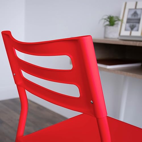 Miniatura 5 de Humble Crew Silla de escritorio sin ruedas, roja, 16 pulgadas de ancho x 19 pulgadas de profundidad x 30 pulgadas de alto, 200 libras máximo, silla