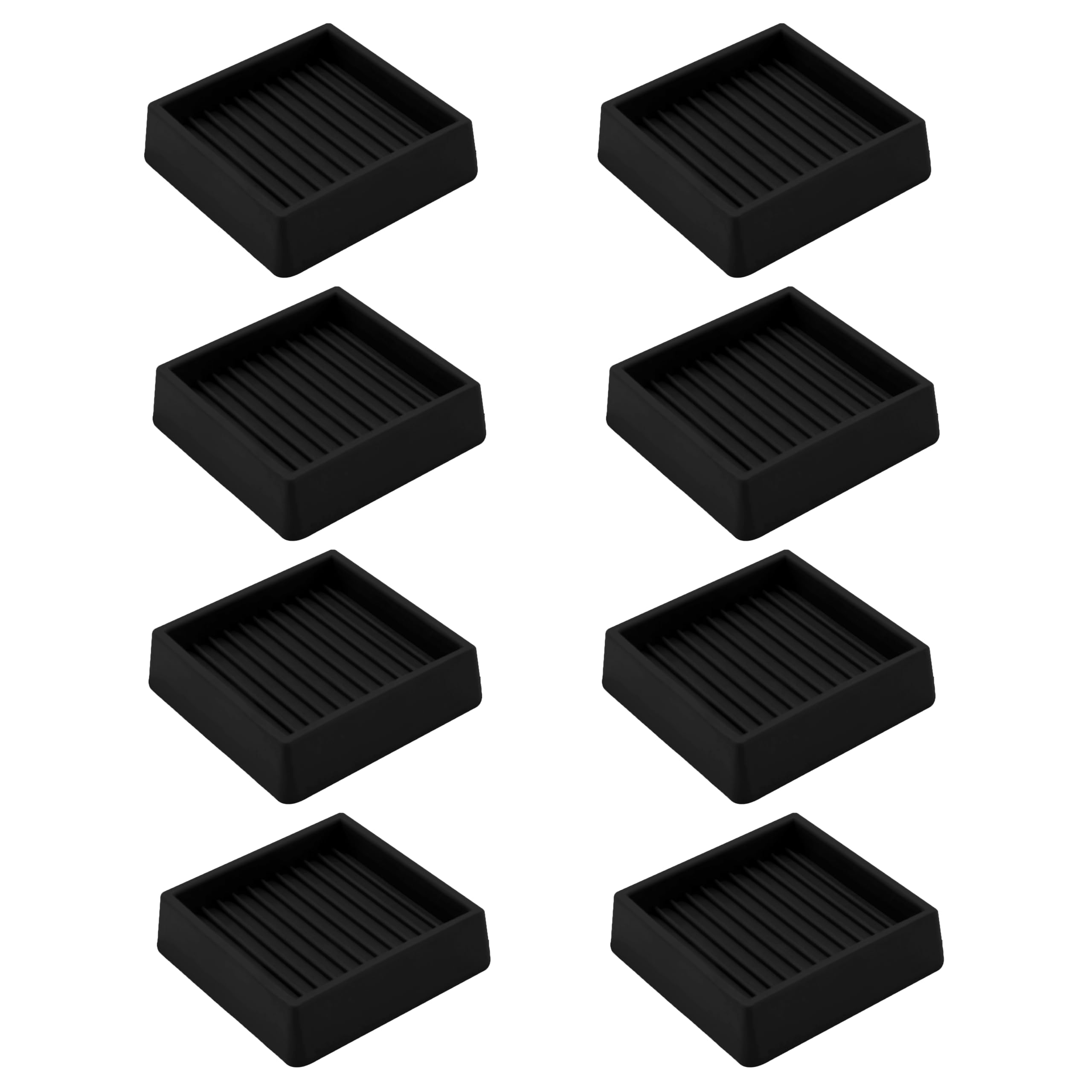 2X2 Rubber Caster Cups, Non Slip Furniture Pads, Anti-Slip Gripper, Anti Skid Furniture Feet, Anti Slide Floor Protector for Bed Couch Table Chair Stoppers - 8 Pack, Black