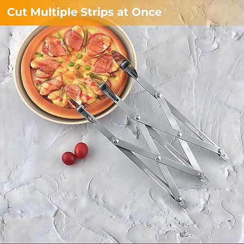 Vista 5 de Cortador de pastelería de 3 ruedas, rodillo de acero inoxidable, cortador de masa expandible, cortador de ravioles de galletas de varias ruedas