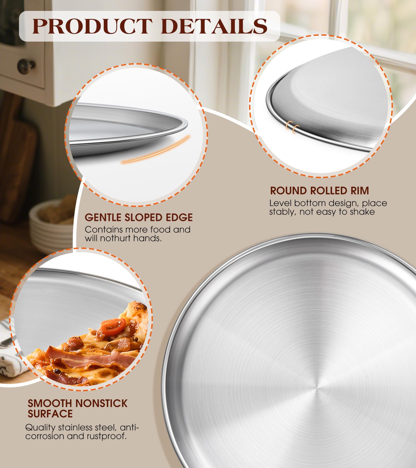 Stainless Steel Pizza Pan - 12 Inch -4