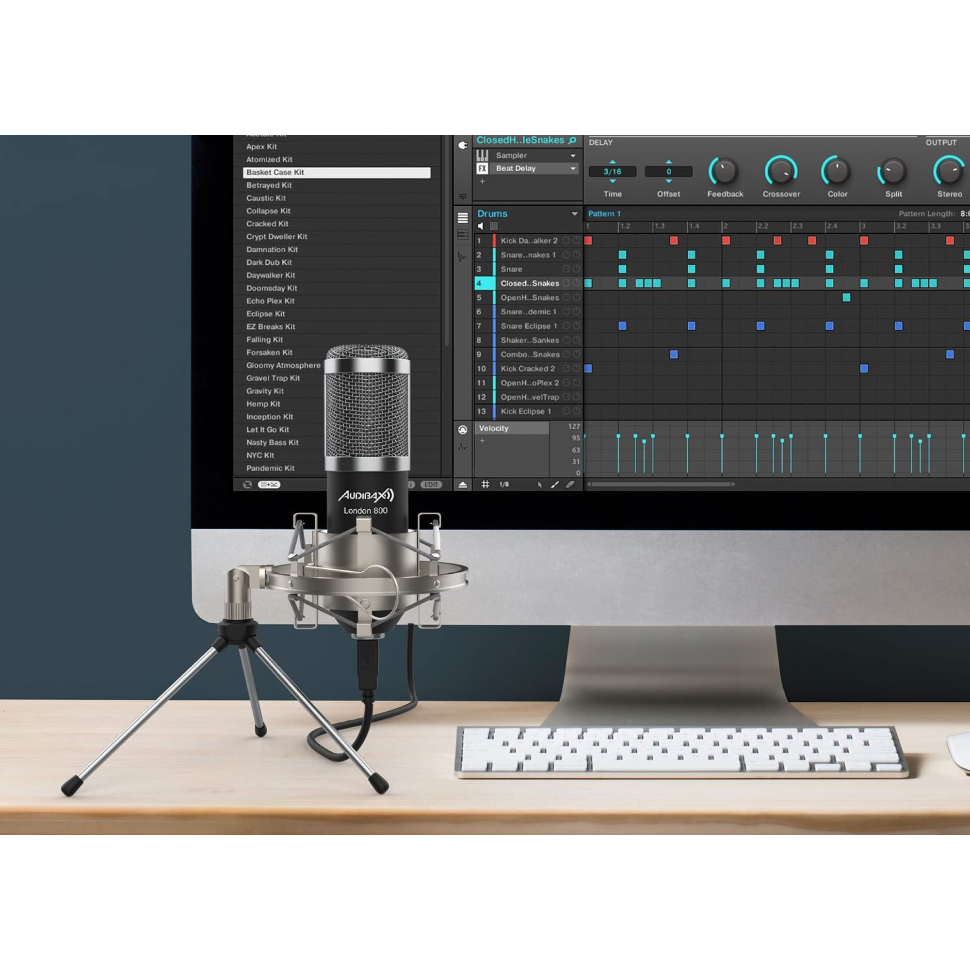 Audibax London 800 USB Silver Pack Micrófono USB Pack para Podcast/Grabación/Gamers Pack