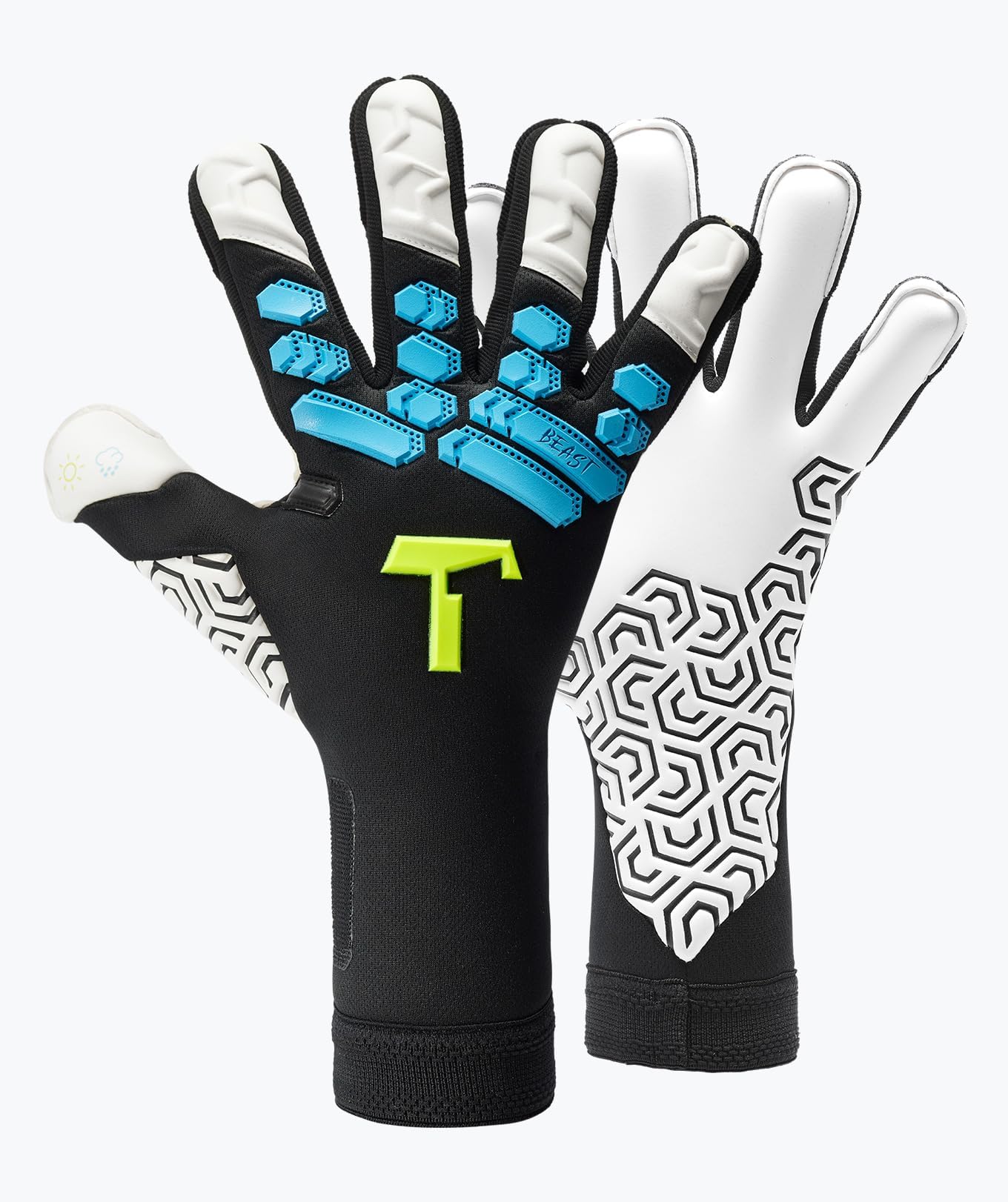 T1TAN Sky Beast 2.0 - Soccer Goalie Gloves - Fusion Cut and 4mm Gecko Grip - Size 10