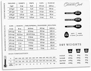 Magnetic Kitchen Conversion Chart for Liquid, Weight, and Measurements - For Cooking and Baking Recipes