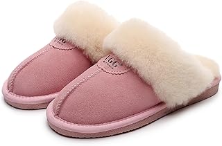 Best Gift Choice UGG Men's Women's Slippers- Australian Premium Sheepskin Anti-Slip Fluffy Fur, Super Warm and Comfort