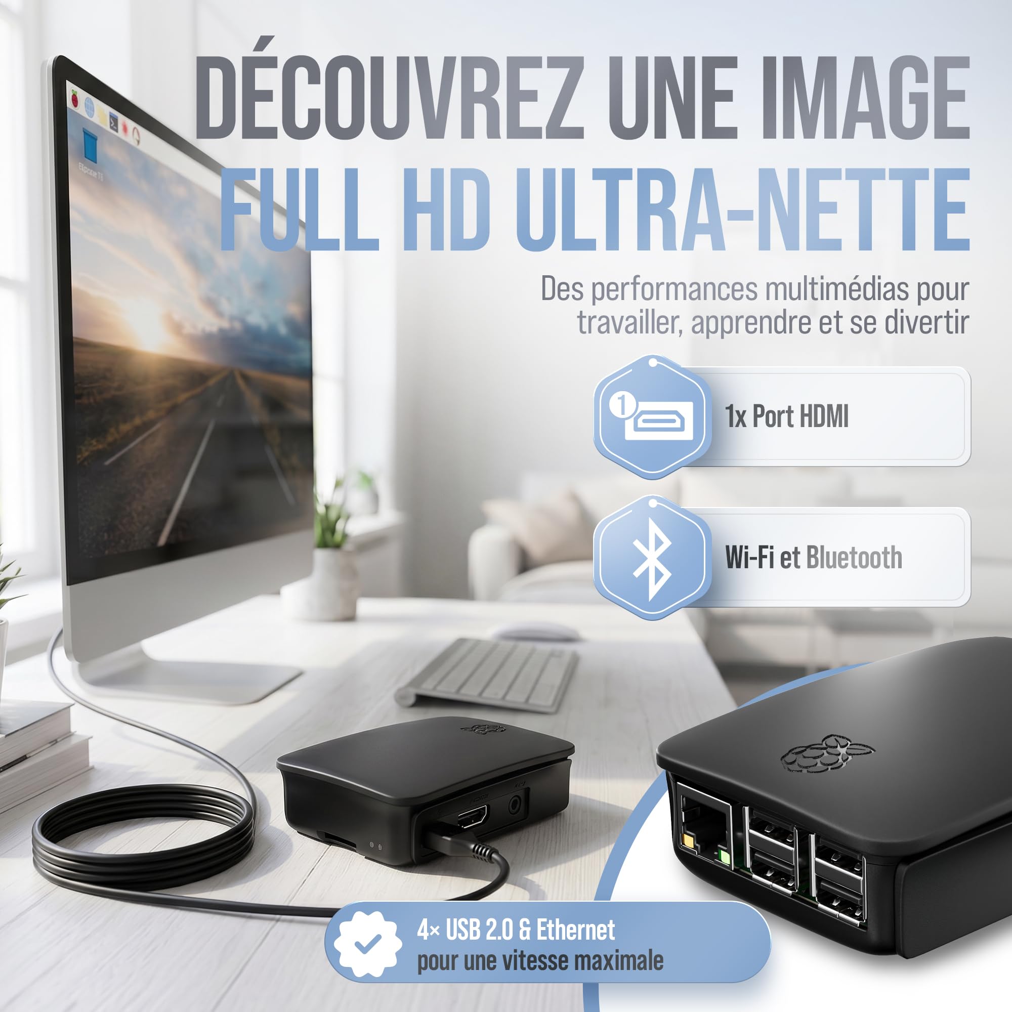db-tronic Raspberry Pi 3 B+ 1 Go Starter Kit | Édition 64 Go | Alimentation | Boîtier | HDMI 4K | idéal pour Home Assistant et Le Smart Home