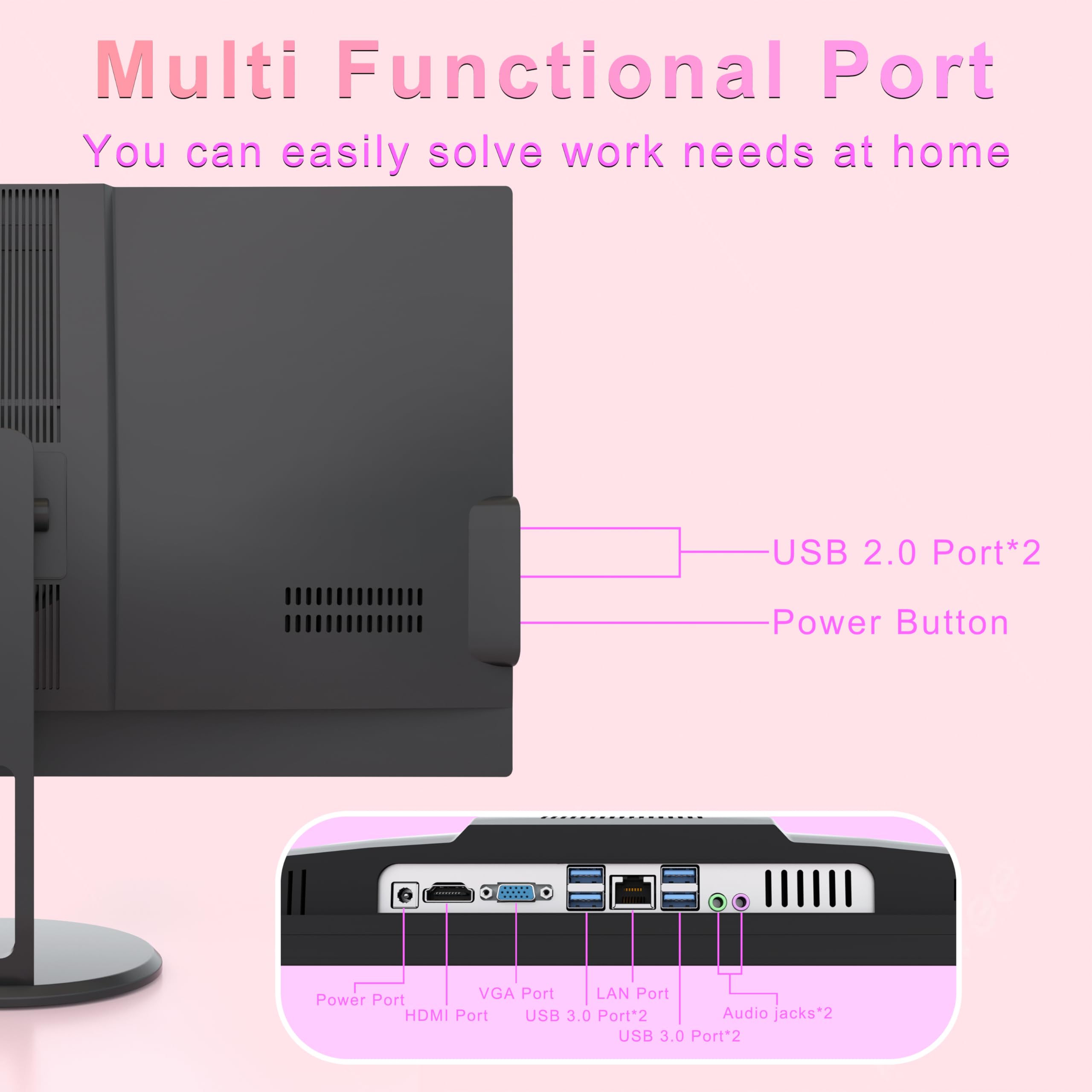 Ordinateur Tout-en-Un 23,8 Pouces IPS, i5, 16Go DDR, SSD 512Go, caméra rétractable, Wi-FI Bluetooth, Nombreux Ports, Clavier et Souris Inclus，Idéal pour Le Bureau et la Vie Quotidienne
