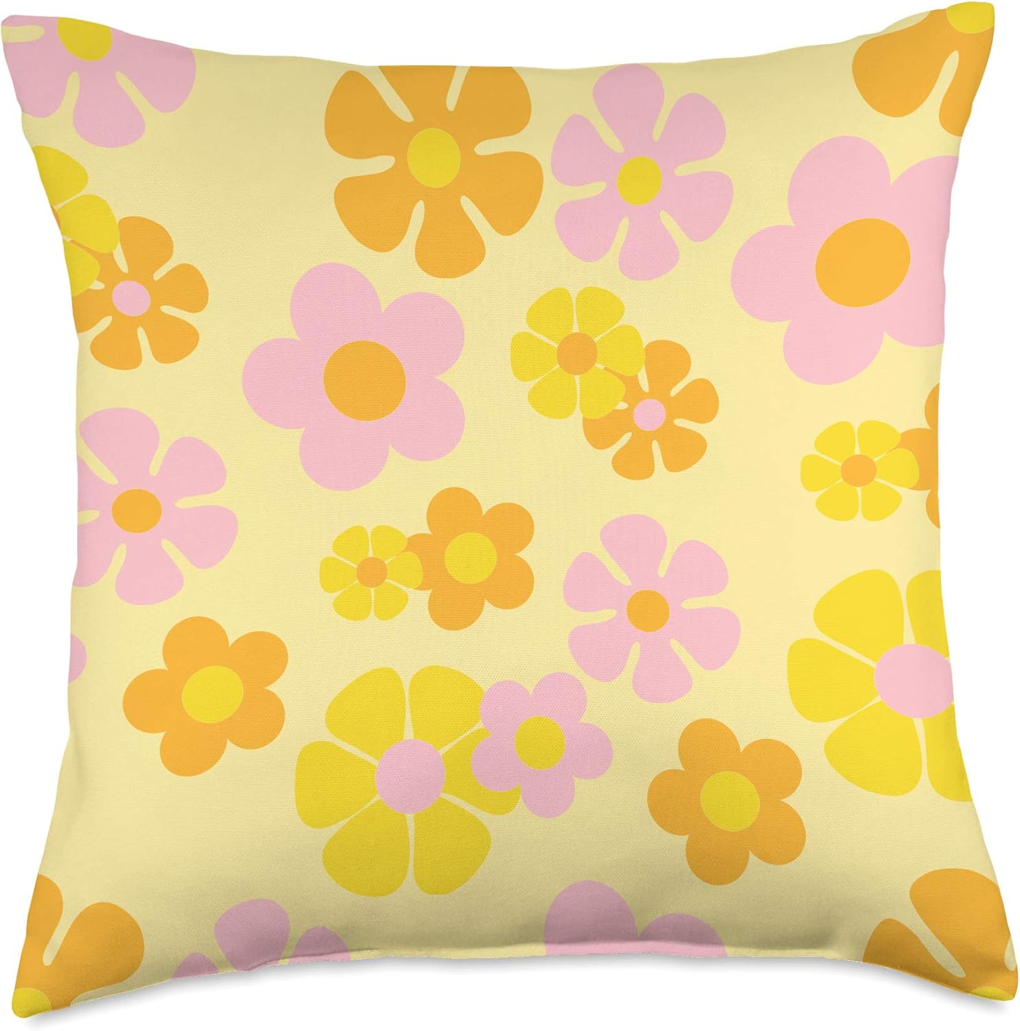 Hippie Psychedelic Flower Power 60's 70's Groovy Boho Daisy Throw Pillow