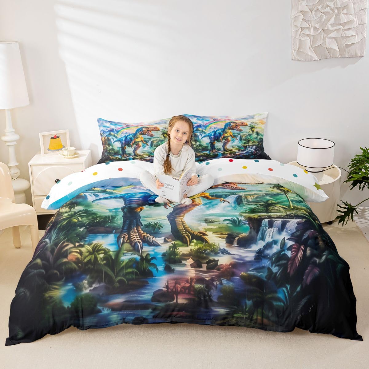 Parure de lit animaux sauvages pour très grand lit, housse de couette enfant Manfei 3 pièces