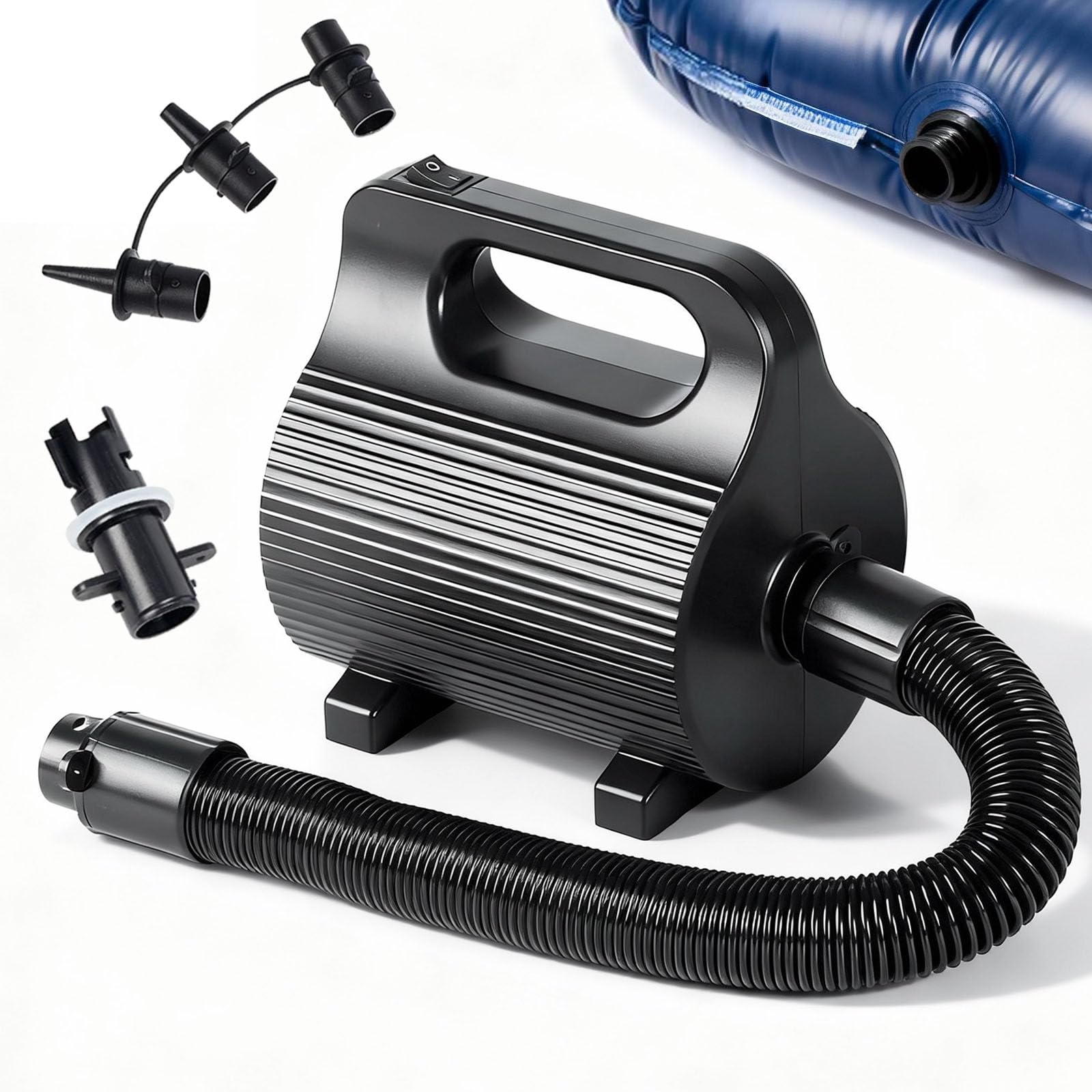Pompa ad Aria Elettrica, Pompa Portatile a Riempimento Rapido con 4 Ugelli 600W CA 220-240V Pompa di Gonfiaggio e Sgonfiaggio per Materassini Gommoni e Cuscini da Piscina