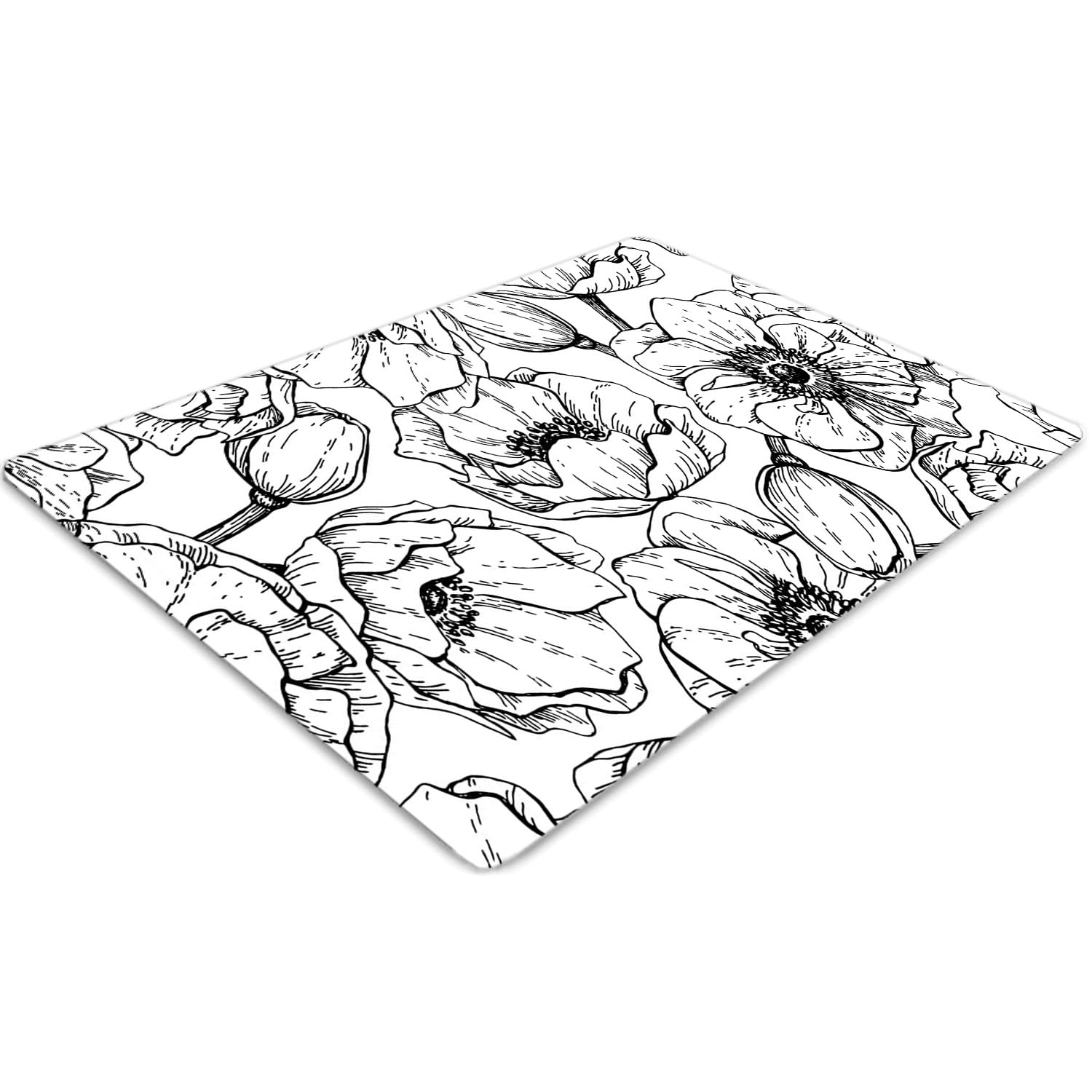 Tapis de chaise 120x90 cm rectangulaire en PVC transparent à motif floral pour sol