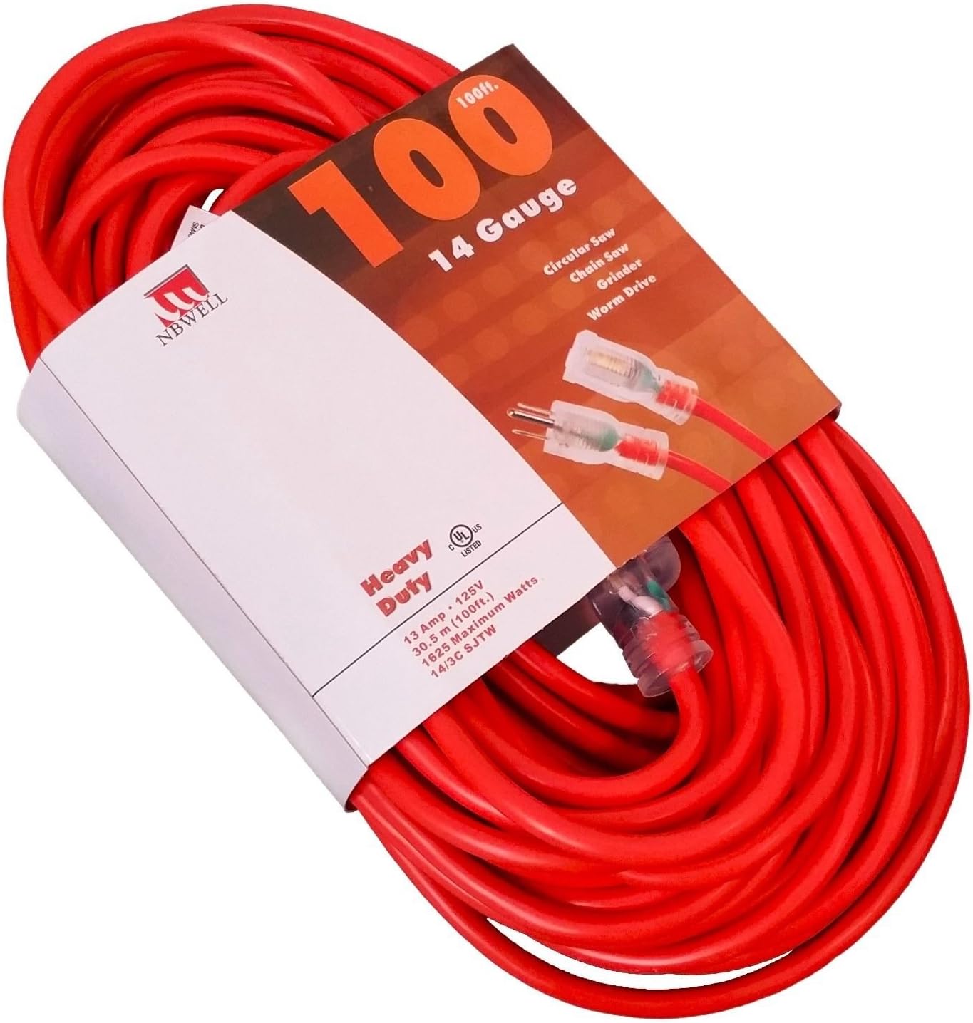 Maximumstore 100Ft Extension Cord 14 Gauge Lit End UL NEW 14/3 100