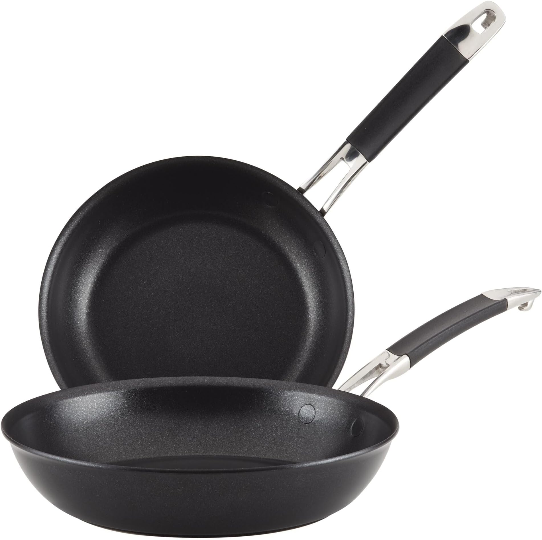Anolon 87540 Smart Stack Hard Anodized Nonstick Frying Pan Set/Fry Pan Set/Hard Anodized Skillet Set - 8.5 Inch and 10 Inch, Black