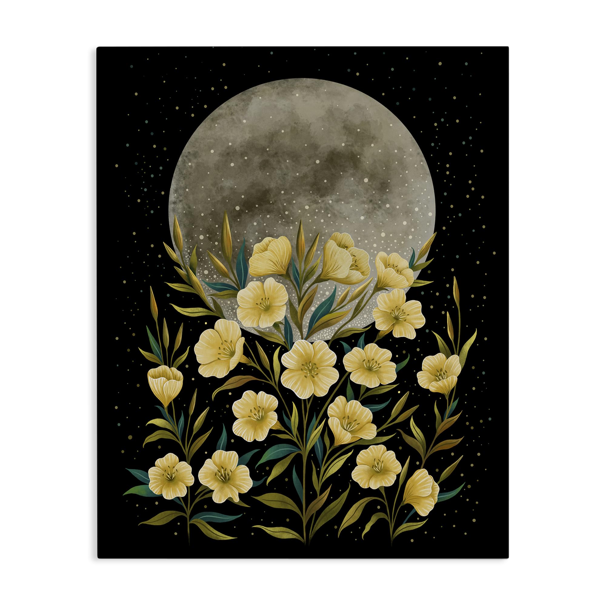 Stupell Industries Unframed 'Moon Greeting Yellow Flowers'| Canvas Art