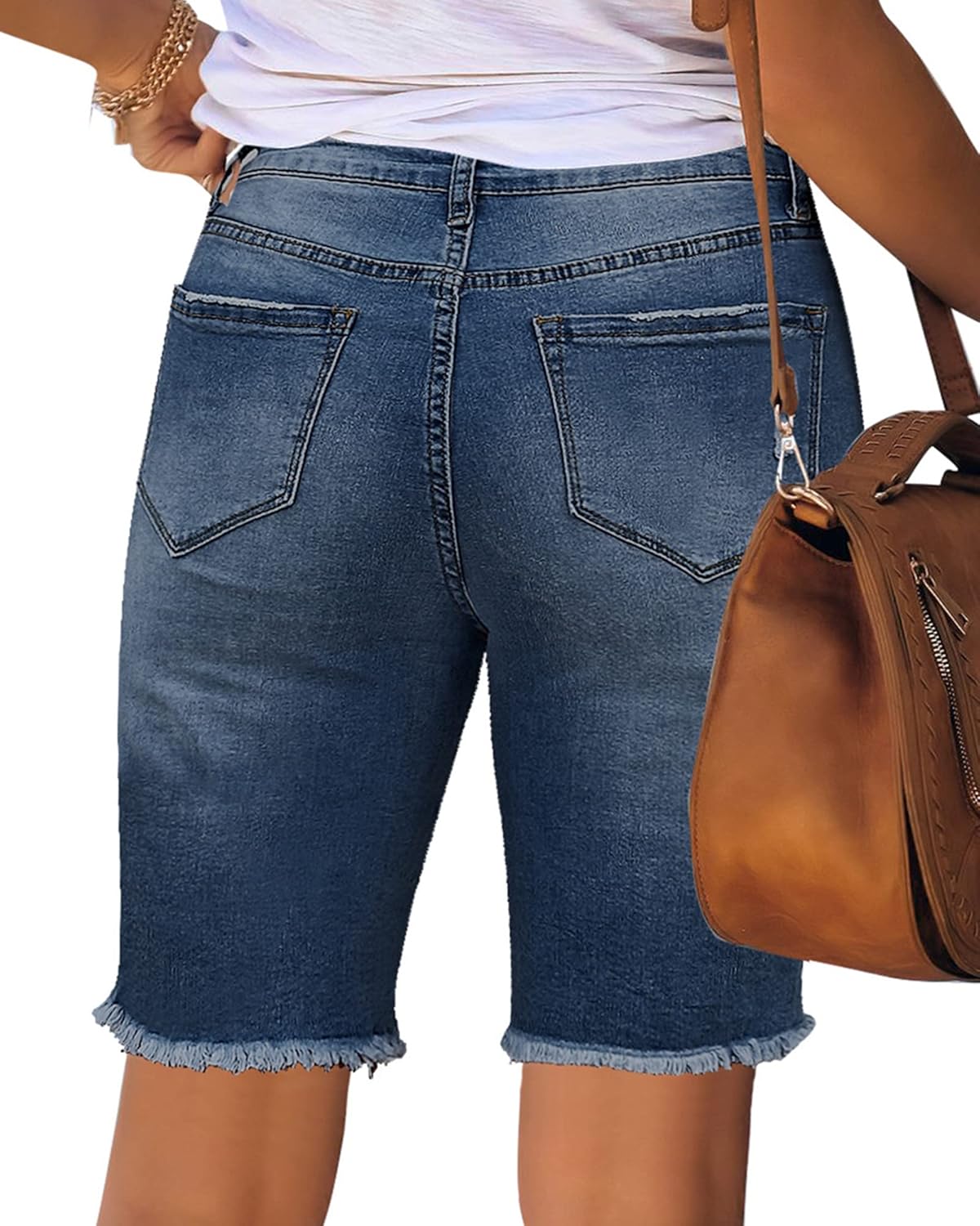 Utyful Women Summer Frayed Ripped Bermuda Shorts Distressed Denim Jeans Short - Image 6