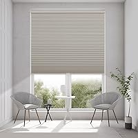 Vista 2 de Changshade Persianas Celulares Opacas, Persianas de Panal para Ventanas sin Cordón con Rieles de Aleación de Aluminio, Tela de Color Combinado