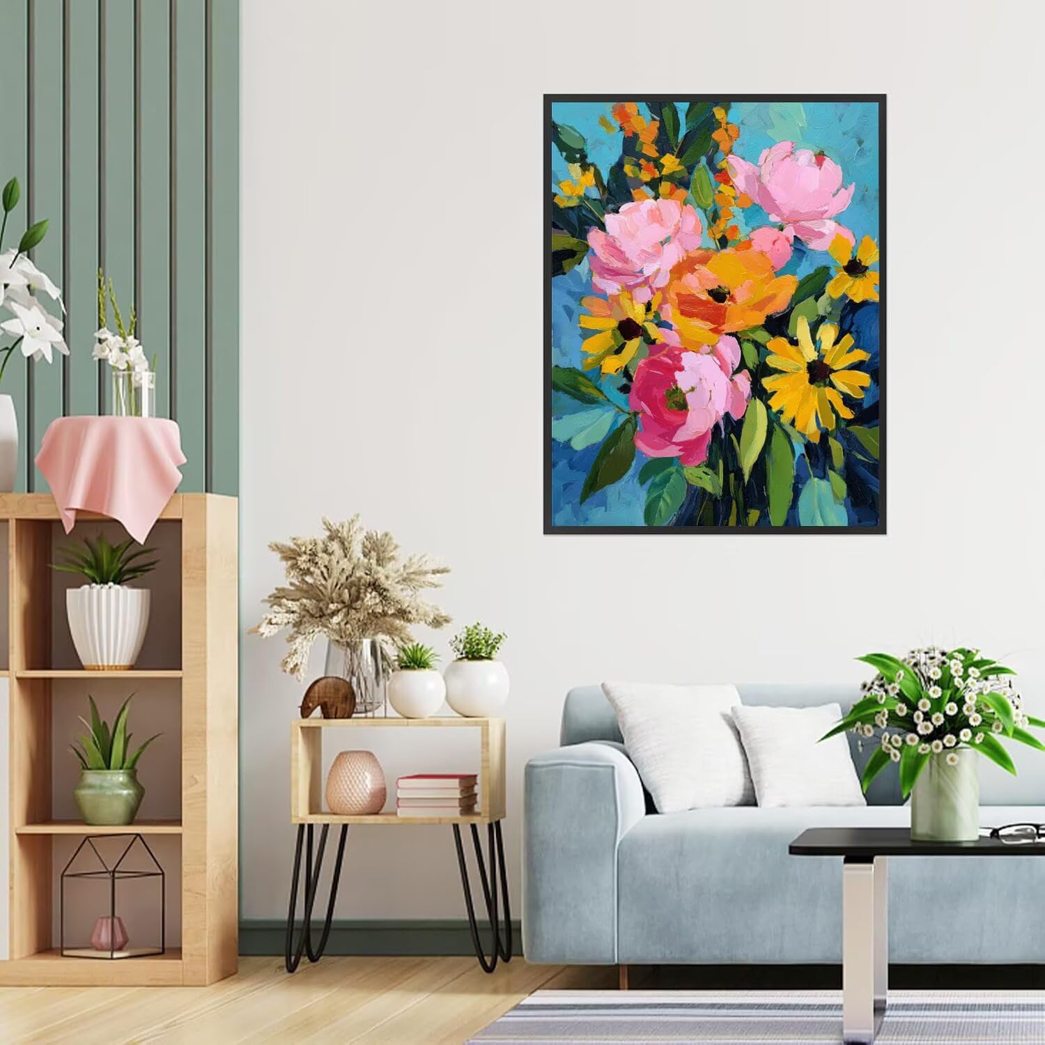 Dipingere con i Numeri Adulti Giallo, rosa Dipingere con i Numeri Bambini DIY Kit, Set Premium con Pennelli, Decorazione Casa & Creativo Regalo di Compleanno, Attività di Tempo libero 70x95cm z-221
