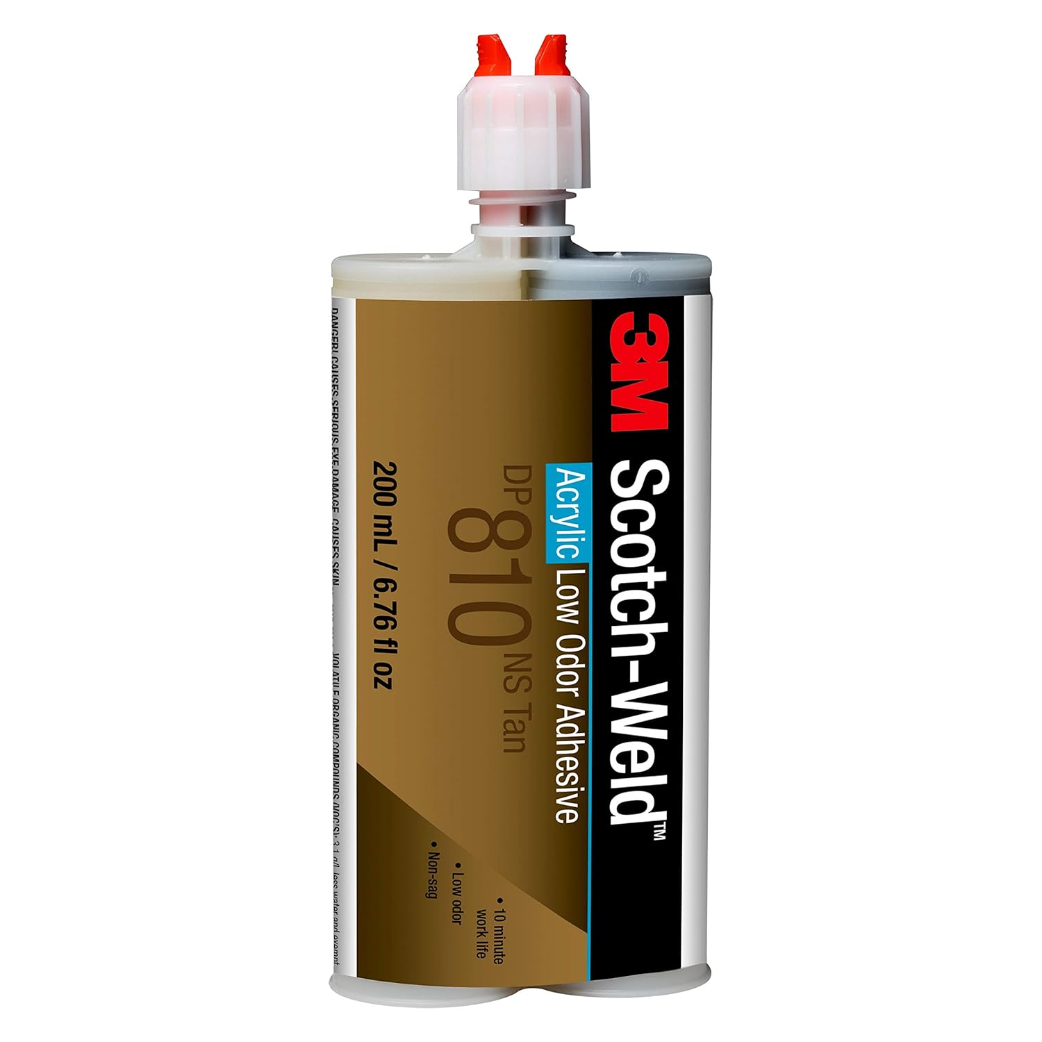 3M Scotch-Weld 49084-case Low Odor Acrylic Adhesive DP810NS, 200 mL, Tan, 6.763 fl. oz. (Pack of 12)
