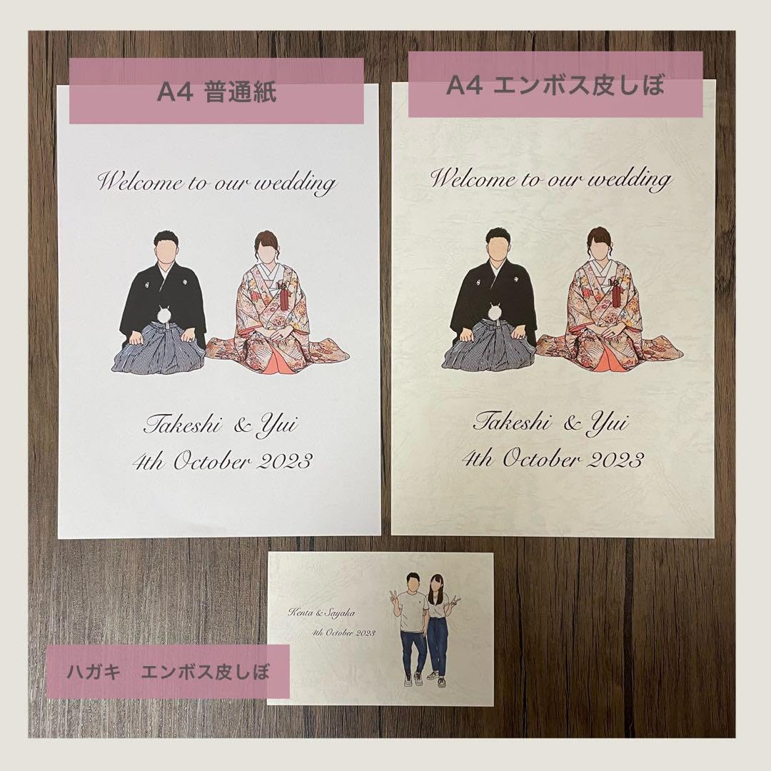 額付き♡Welcomeボード・似顔絵・Weddingボード 似顔絵ウェルカムボード♡結婚式や記念日に世界にひとつだけの