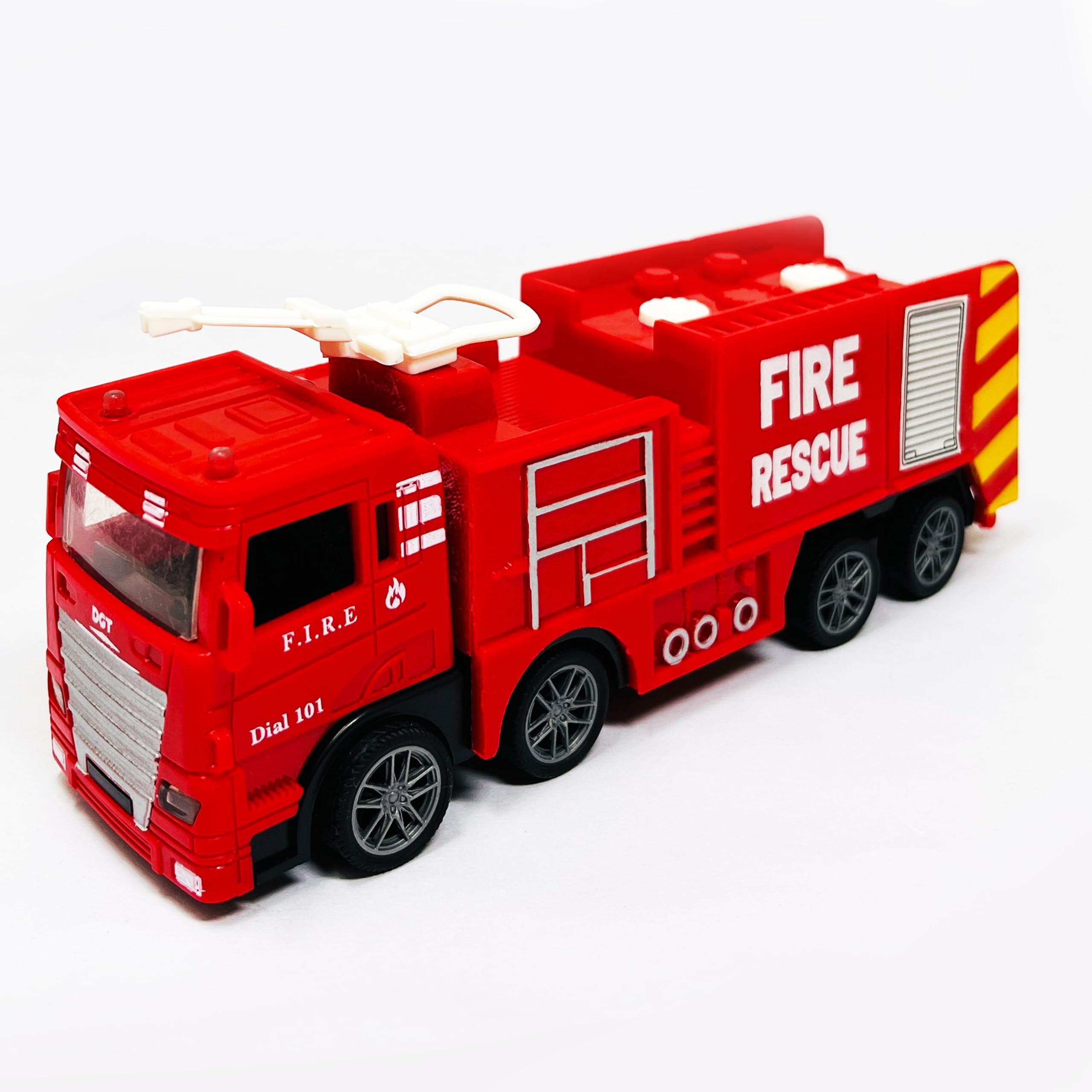 PARTEET Die Cast fire Brigade 8 Wheel Truck Toy for Kids - Friction Powered Emergency Rescue Toy Vehicle with Water Pump Truck Toys for Kids-image-1