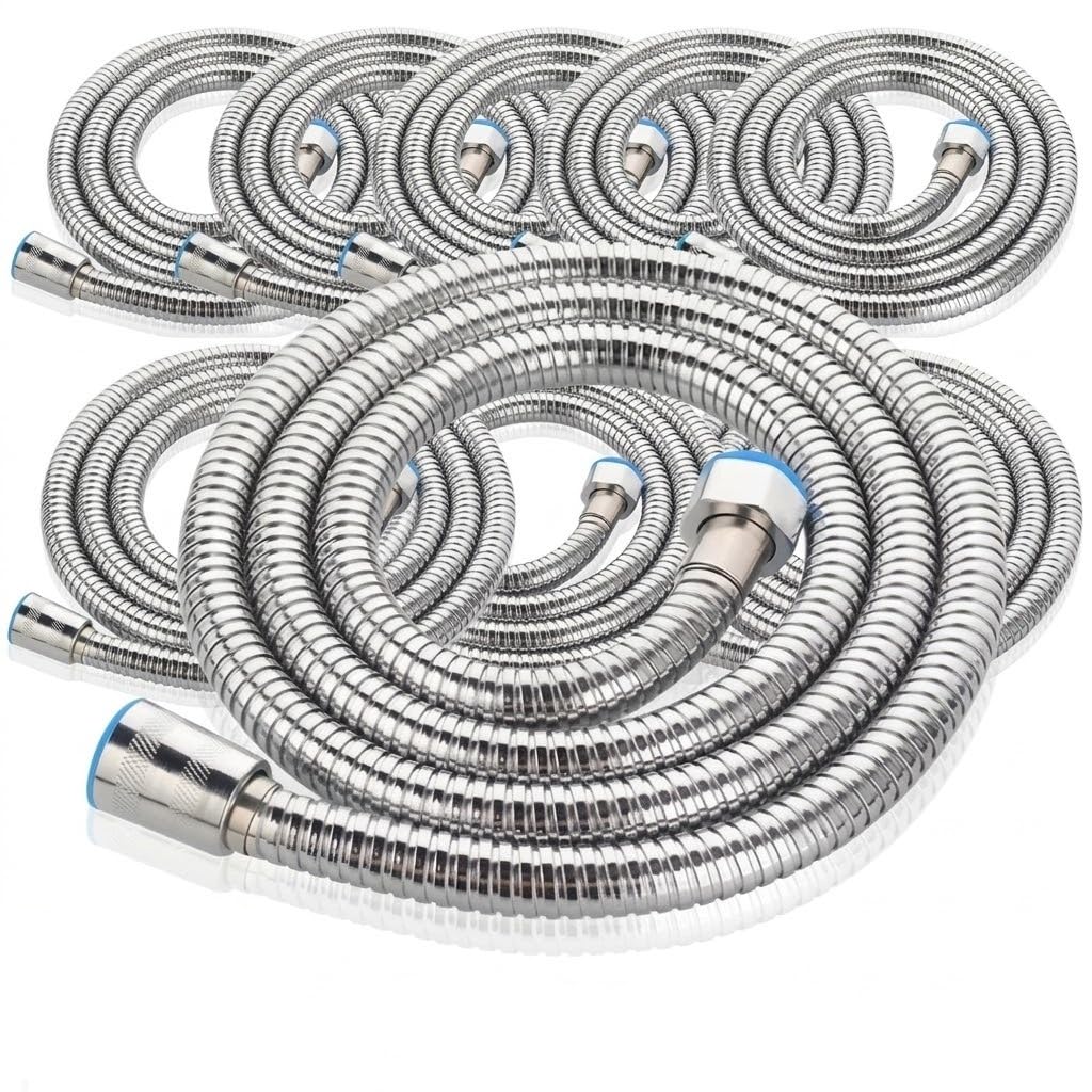 2.5M Stainless Steel Shower Hose, Extra Long Handheld Shower Head Hose, Flexible Metal Shower Pipe, Anti-Kink Leak Proof Rust Resistant Replacement Hose for Bathroom, Bath, Pet Wash (10)